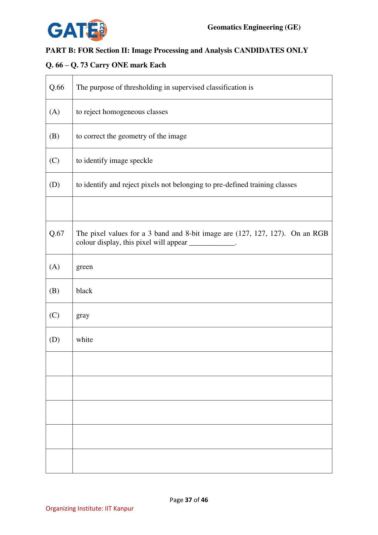 GATE 2023 Geomatics Engineering (GE) Question Paper - Page 37