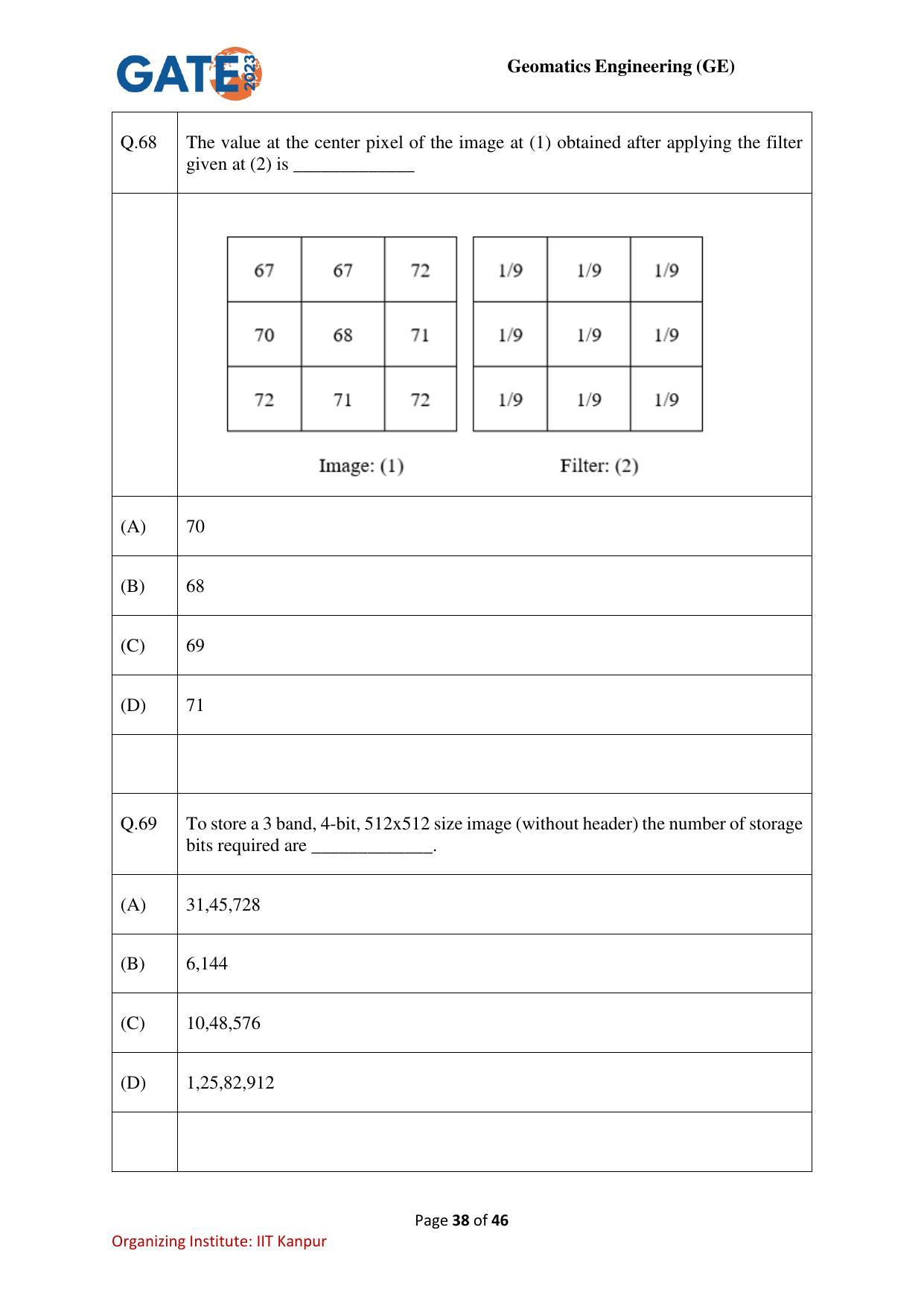 GATE 2023 Geomatics Engineering (GE) Question Paper - Page 38