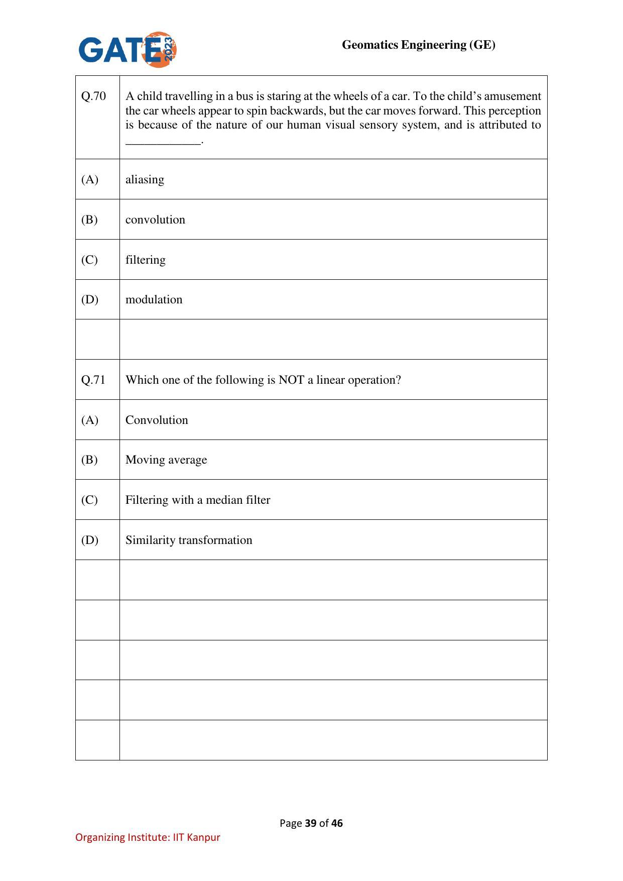 GATE 2023 Geomatics Engineering (GE) Question Paper - Page 39