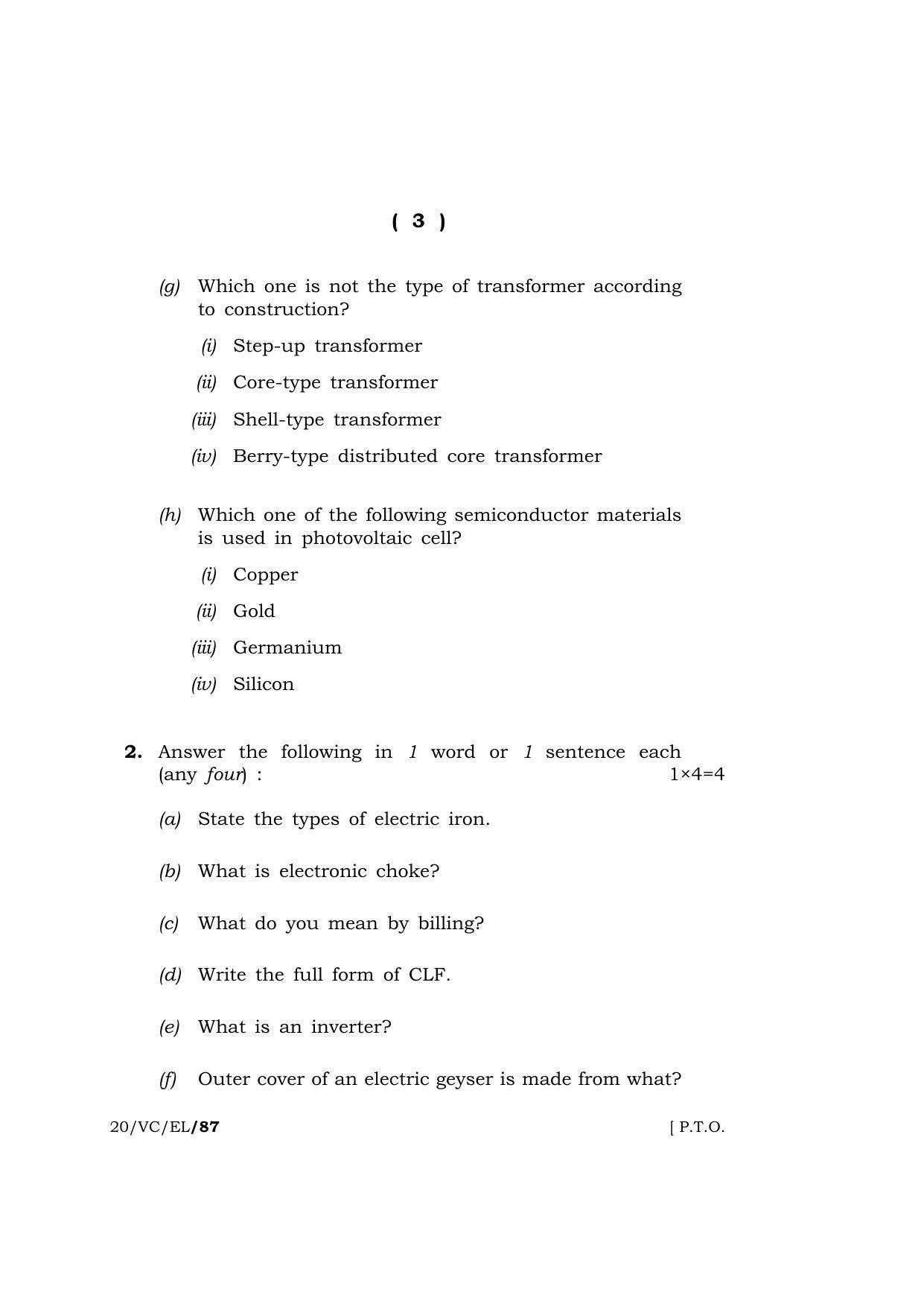 Meghalaya Board (MBOSE) Class 10 ELECTRONICS ( Vocational Course ) 2020 Question Paper - Page 3