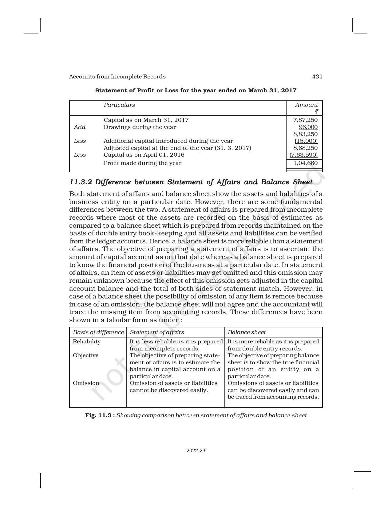 NCERT Book for Class 11 Accountancy (Part-II) Chapter 11 Accounts from Incomplete Records - Page 7