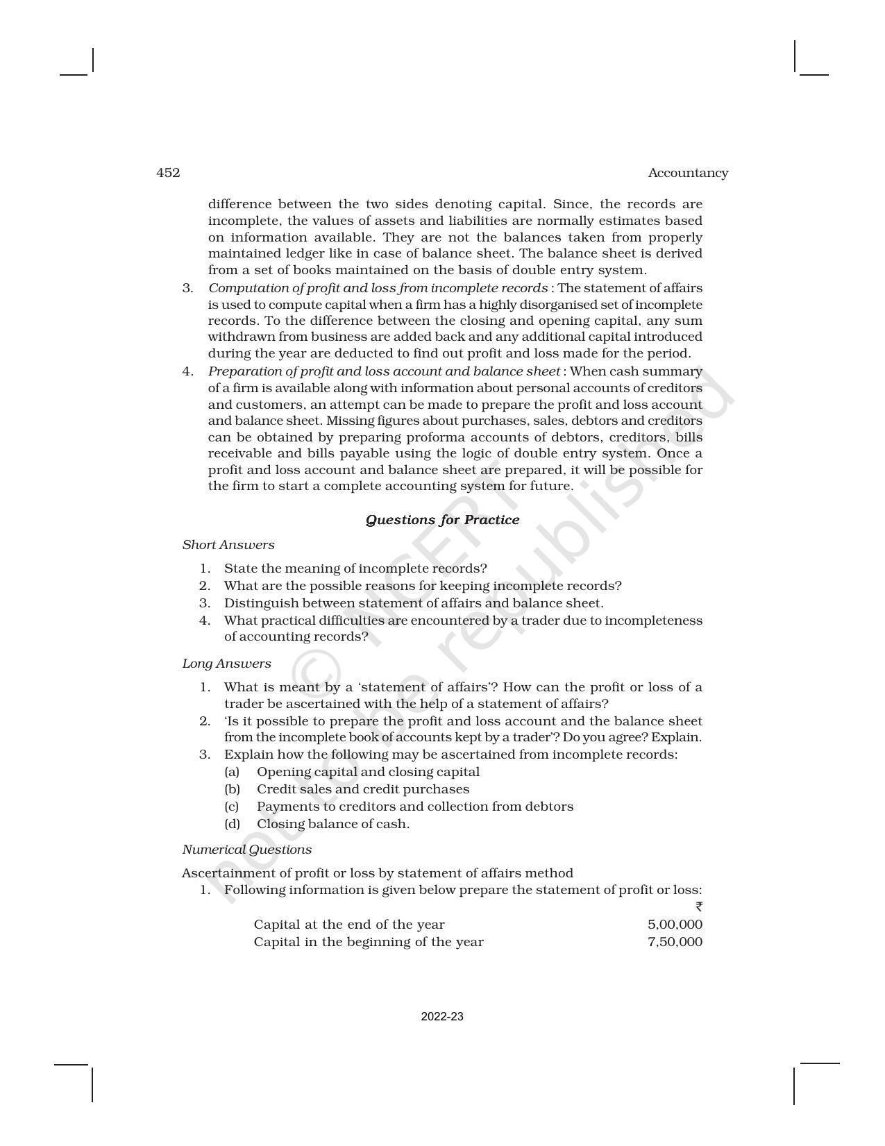 NCERT Book for Class 11 Accountancy (Part-II) Chapter 11 Accounts from Incomplete Records - Page 28