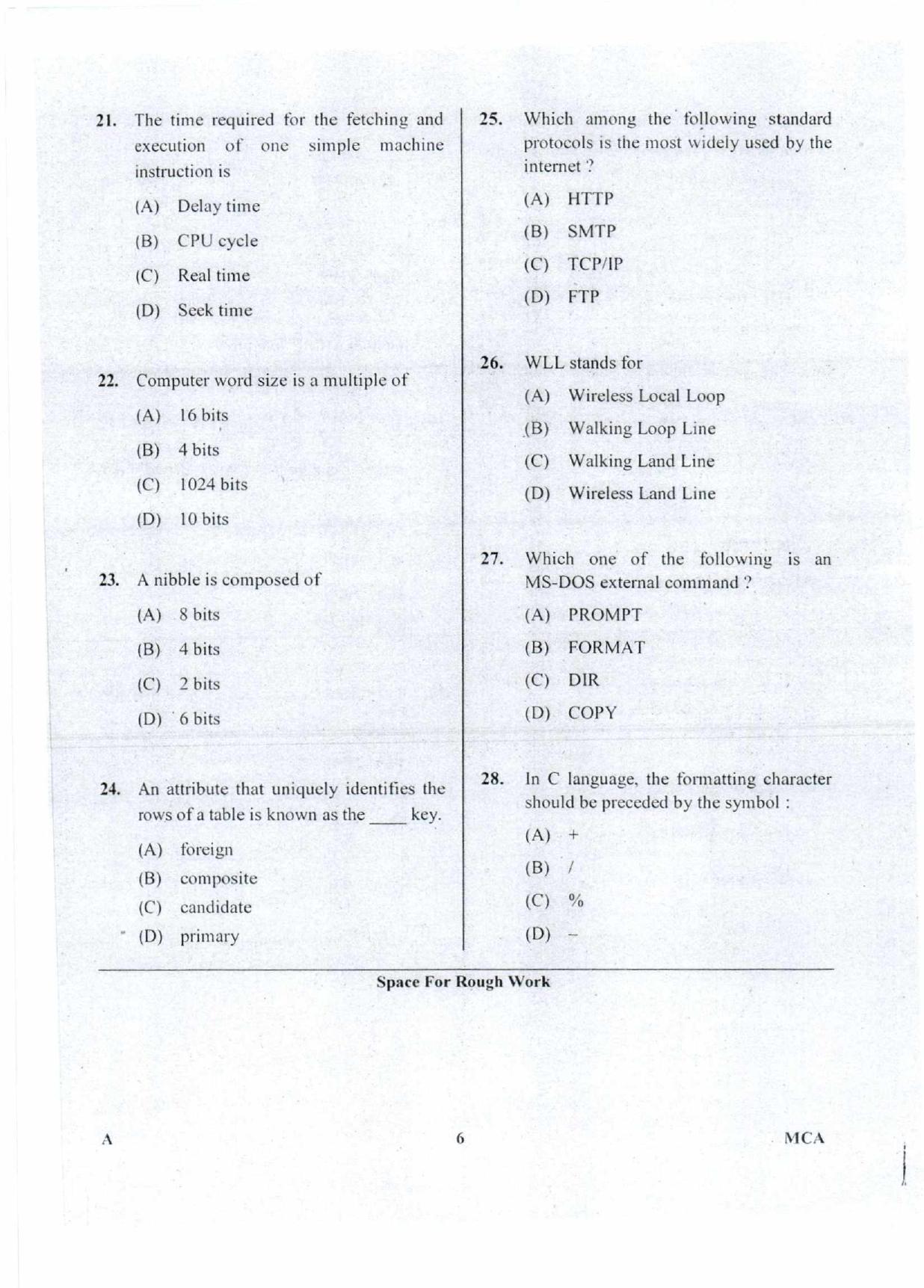 Karnataka PGCET 2018 MCA Question Paper - Page 6