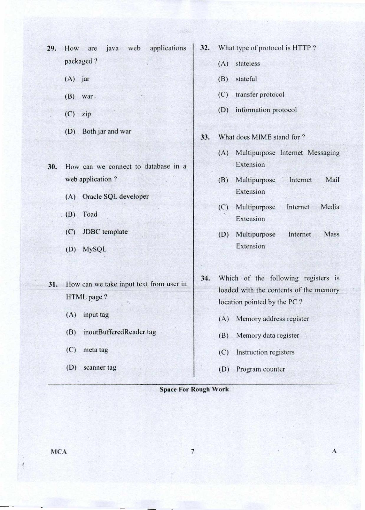 Karnataka PGCET 2018 MCA Question Paper - Page 7