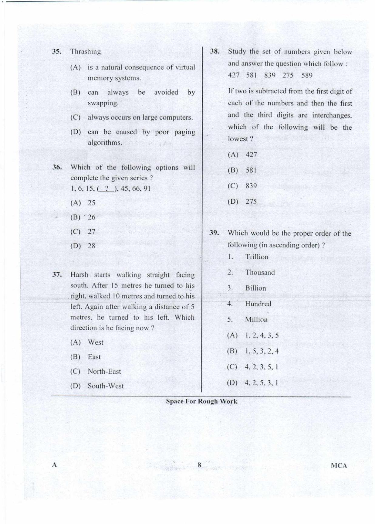 Karnataka PGCET 2018 MCA Question Paper - Page 8