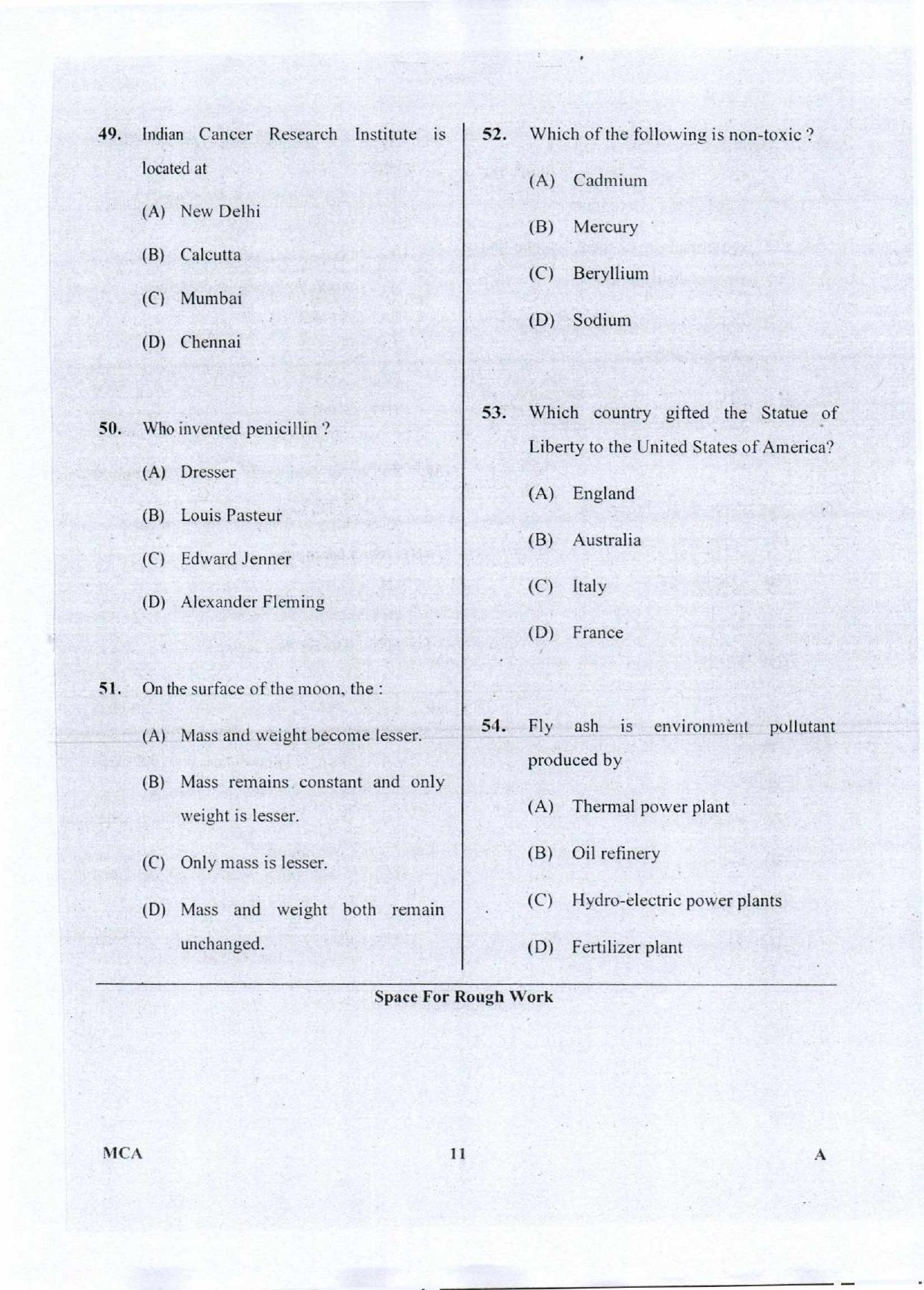Karnataka PGCET 2018 MCA Question Paper - Page 11