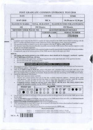 Karnataka PGCET 2018 MCA Question Paper