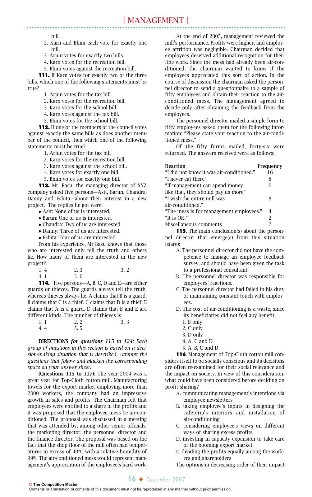 XAT 2007 Question Papers - Page 16