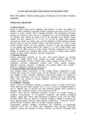 GU ART CDT Chemistry Syllabus