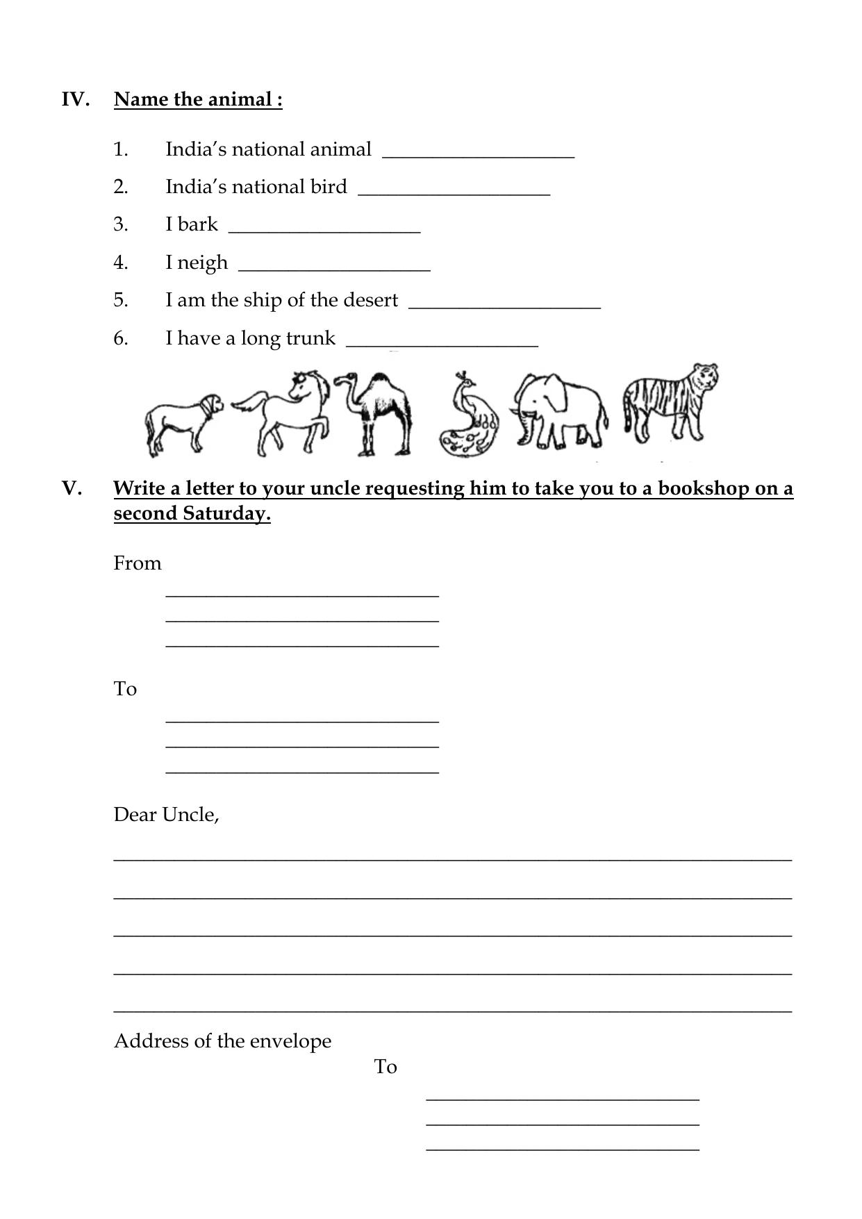 Worksheet for Class 3 English Little Tiger. Big Tiger Assignment - Page 3