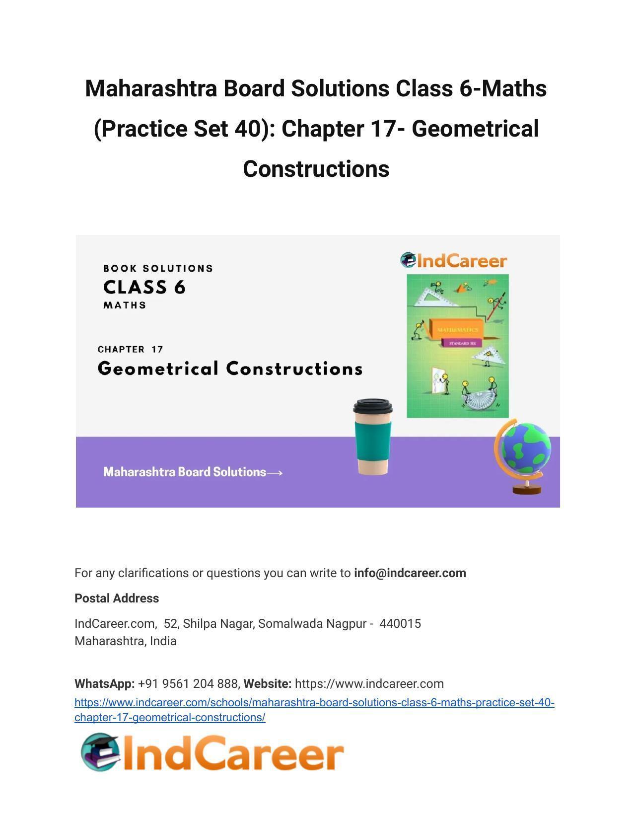 Maharashtra Board Solutions Class 6-Maths (Practice Set 40): Chapter 17- Geometrical Constructions - Page 1