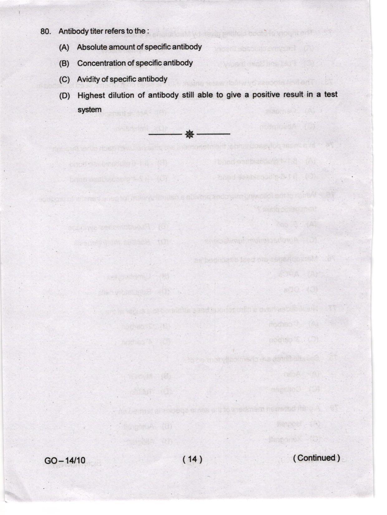 Odisha CPET 2024 BIOTECHNOLOGY Question Paper - Page 14