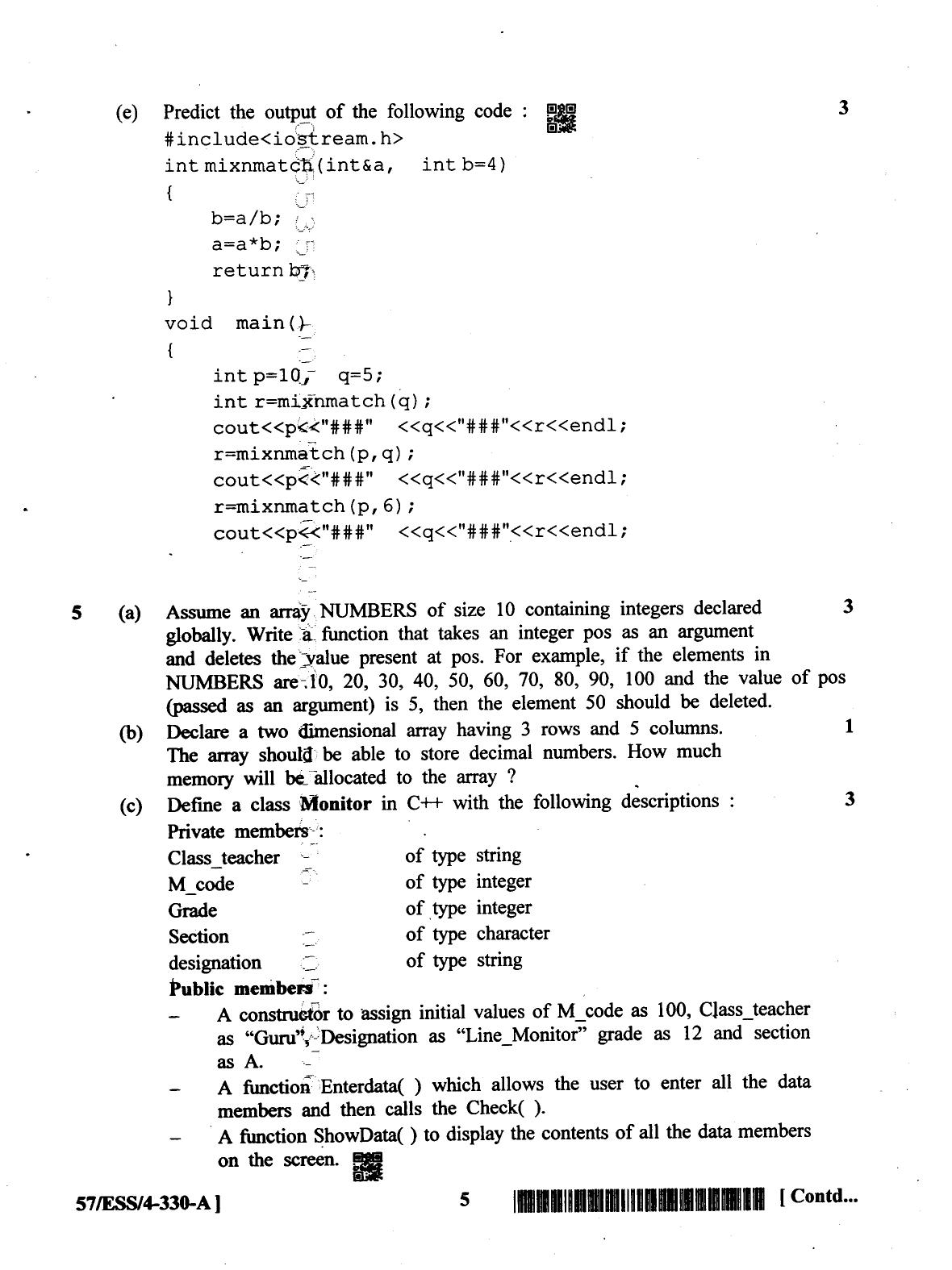 NIOS October 2018 Class 12 Computer Science Question Paper - Page 5