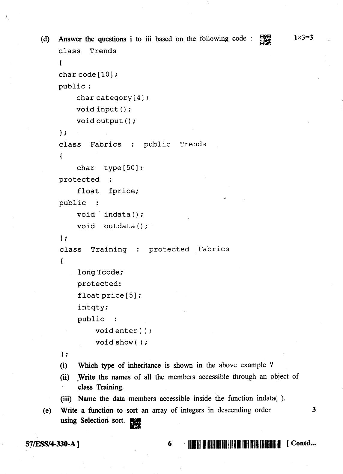 NIOS October 2018 Class 12 Computer Science Question Paper - Page 6