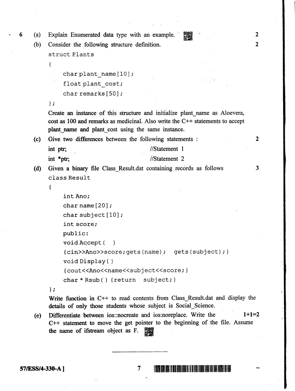 NIOS October 2018 Class 12 Computer Science Question Paper - Page 7
