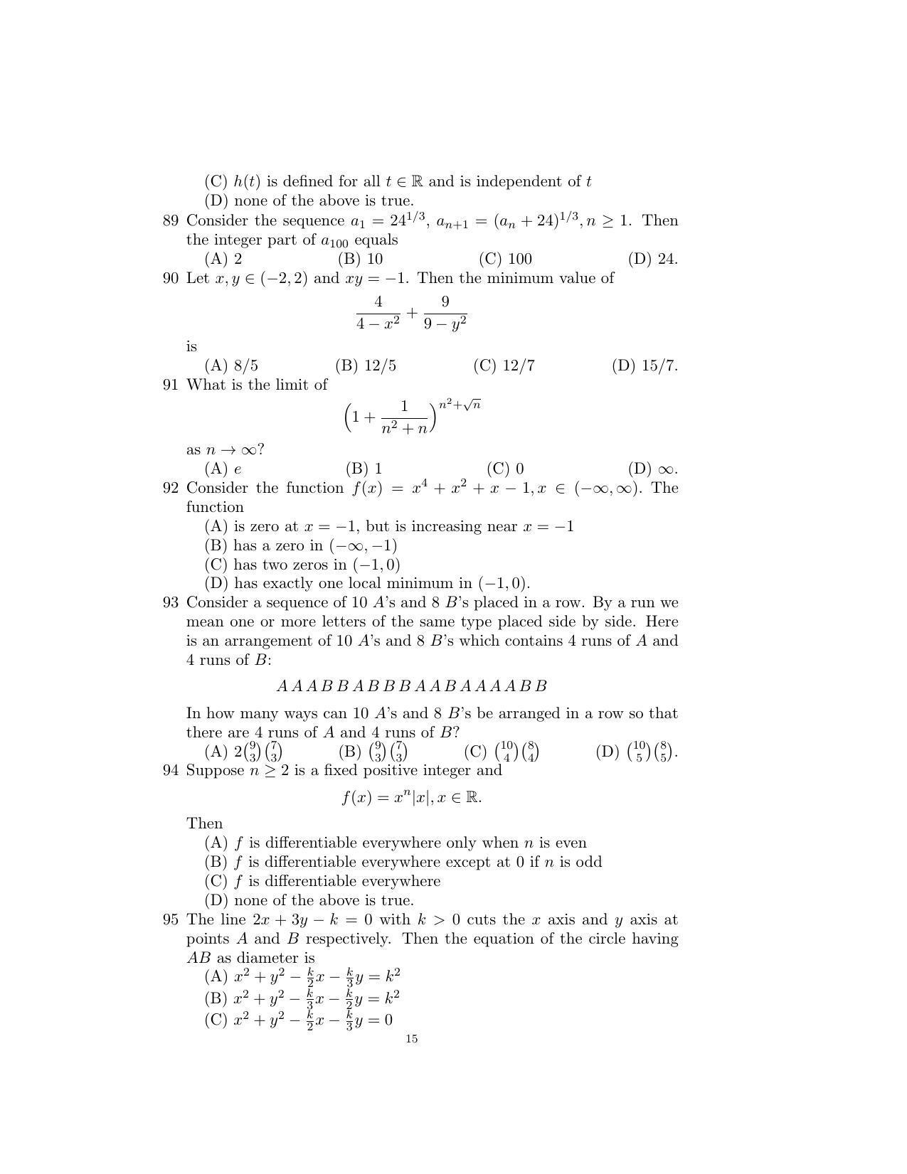 ISI Admission Test B.Math UGA 2016 Sample Paper - Page 15