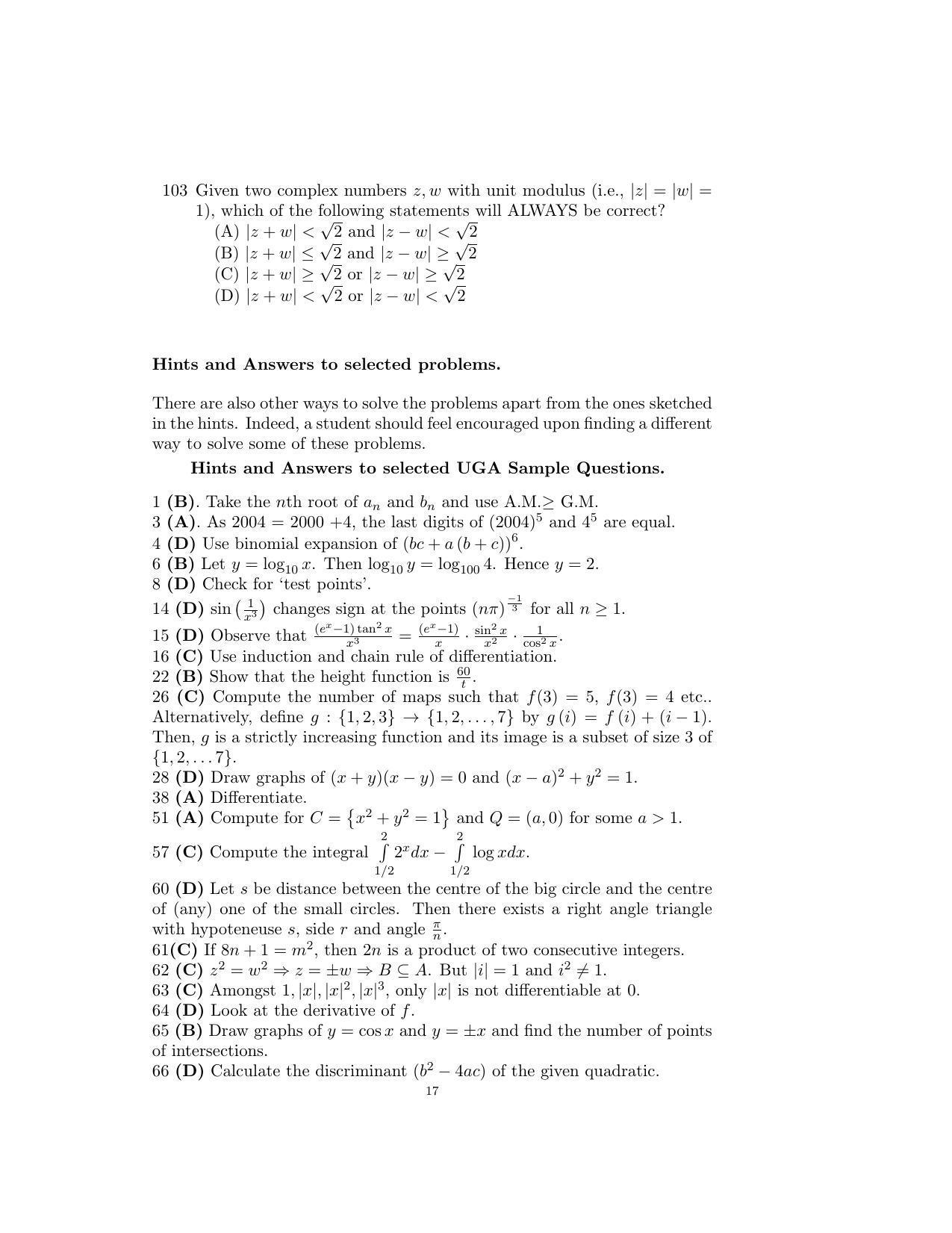 ISI Admission Test B.Math UGA 2016 Sample Paper - Page 17