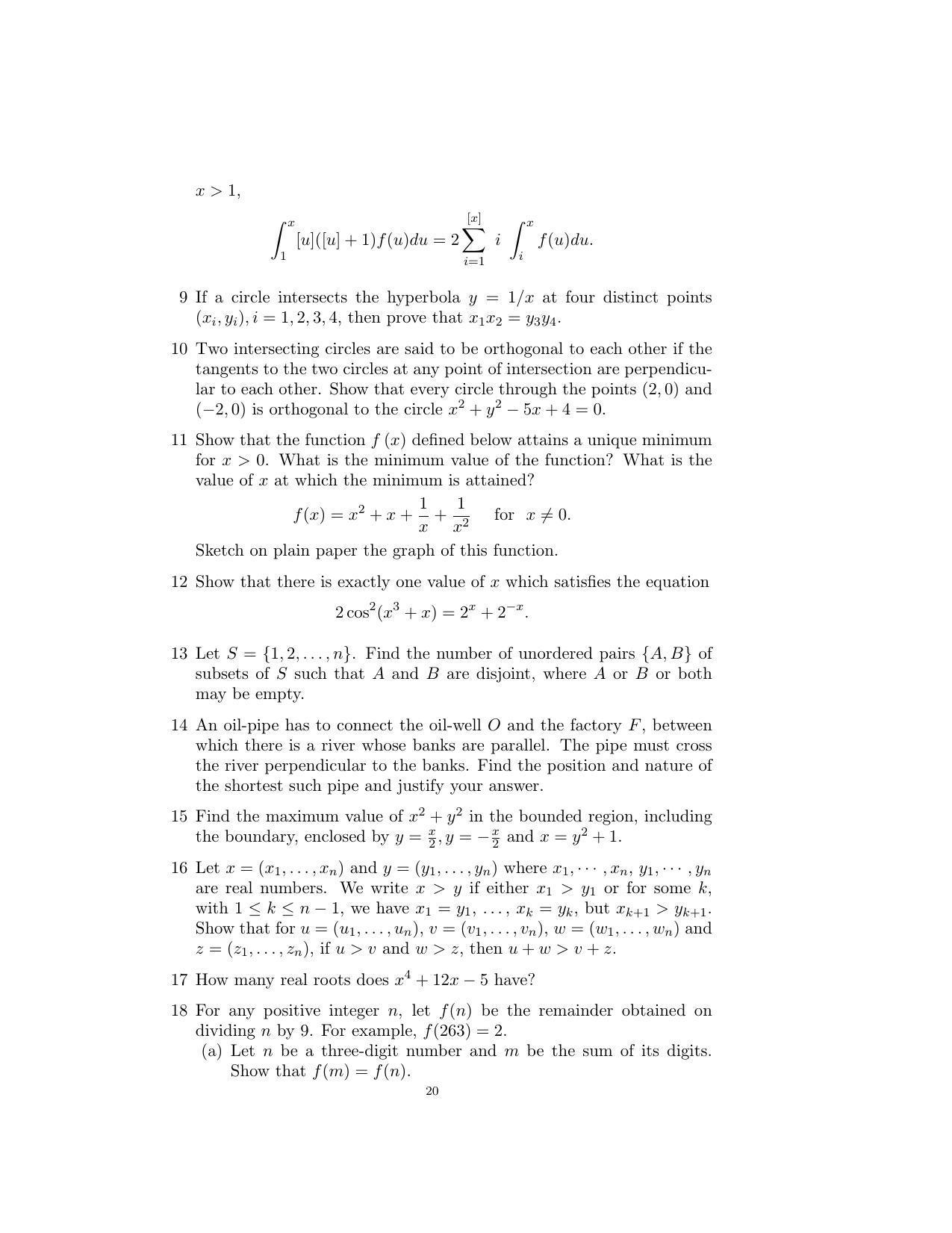ISI Admission Test B.Math UGA 2016 Sample Paper - Page 20