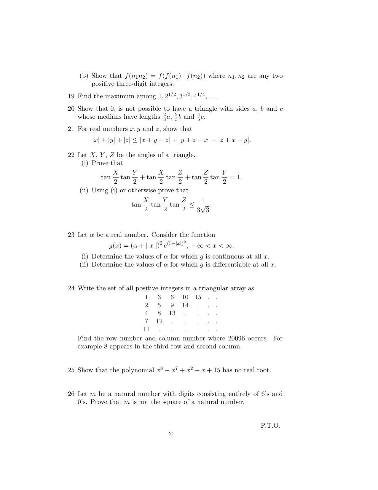 ISI Admission Test B.Math UGA 2016 Sample Paper - Page 21