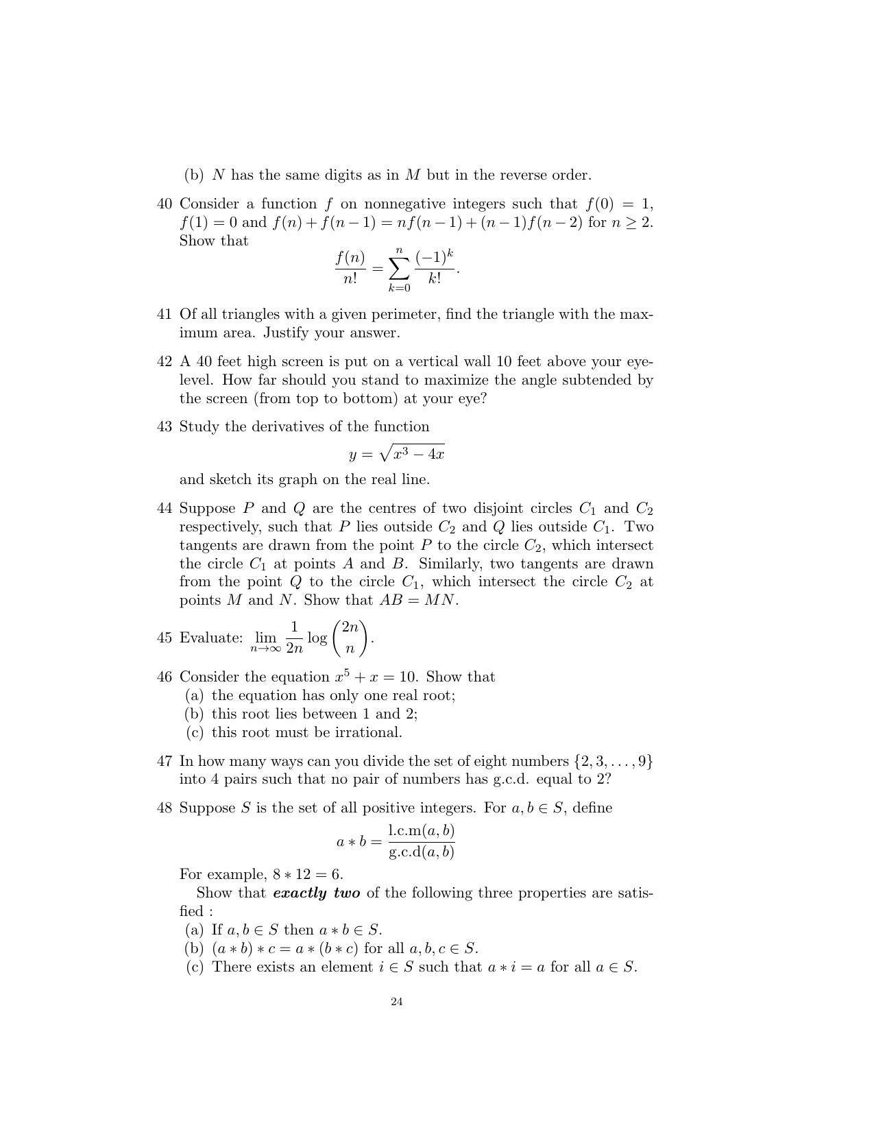 ISI Admission Test B.Math UGA 2016 Sample Paper - Page 24