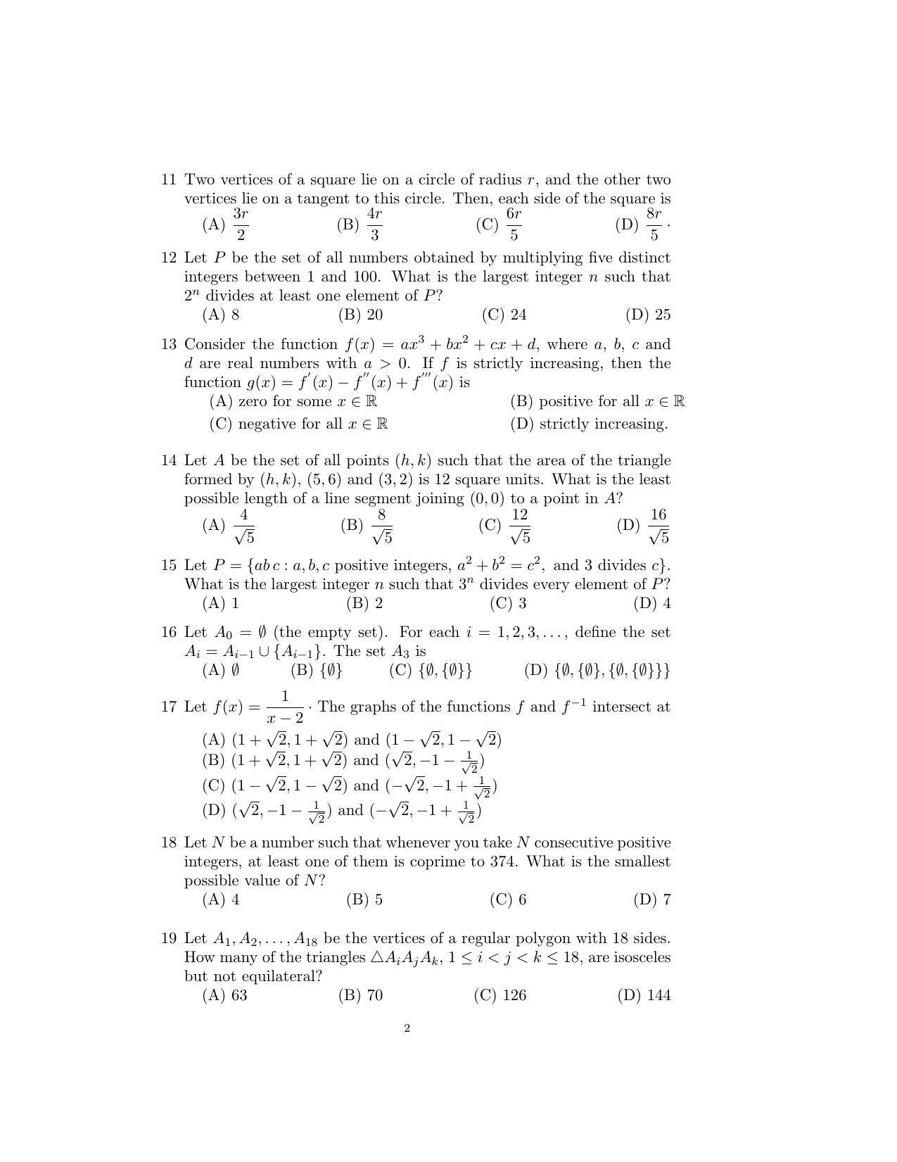 ISI Admission Test B.Math UGA 2016 Sample Paper - Page 30