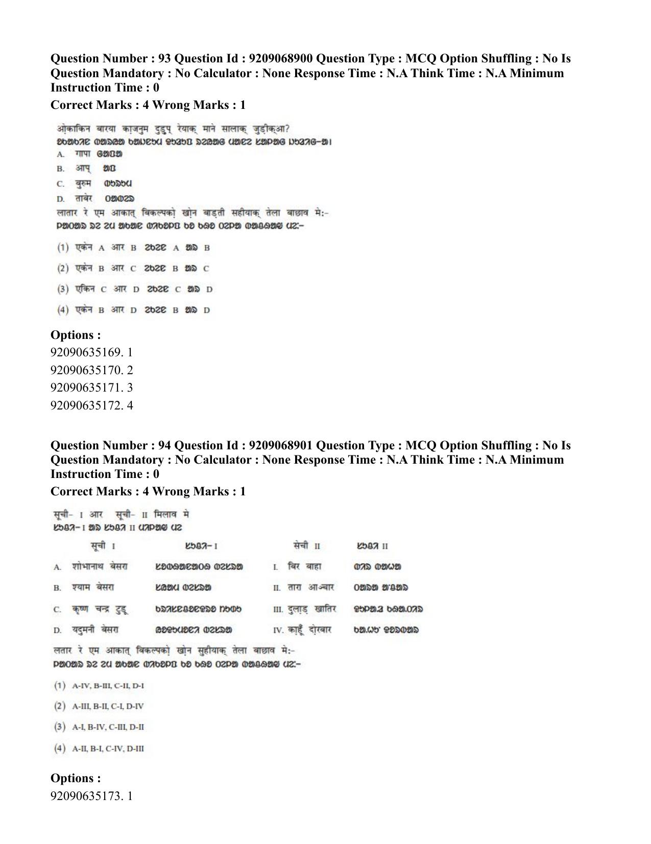 CUET PG 2023: LAQP40 – Santali (Eng.)-Shift 3 (08-06-2023) Question Paper - Page 155