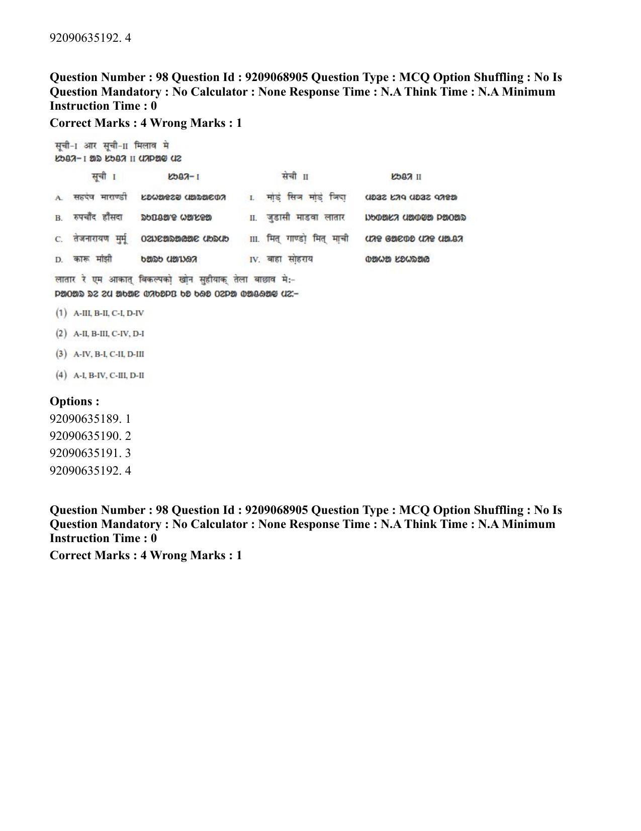 CUET PG 2023: LAQP40 – Santali (Eng.)-Shift 3 (08-06-2023) Question Paper - Page 164