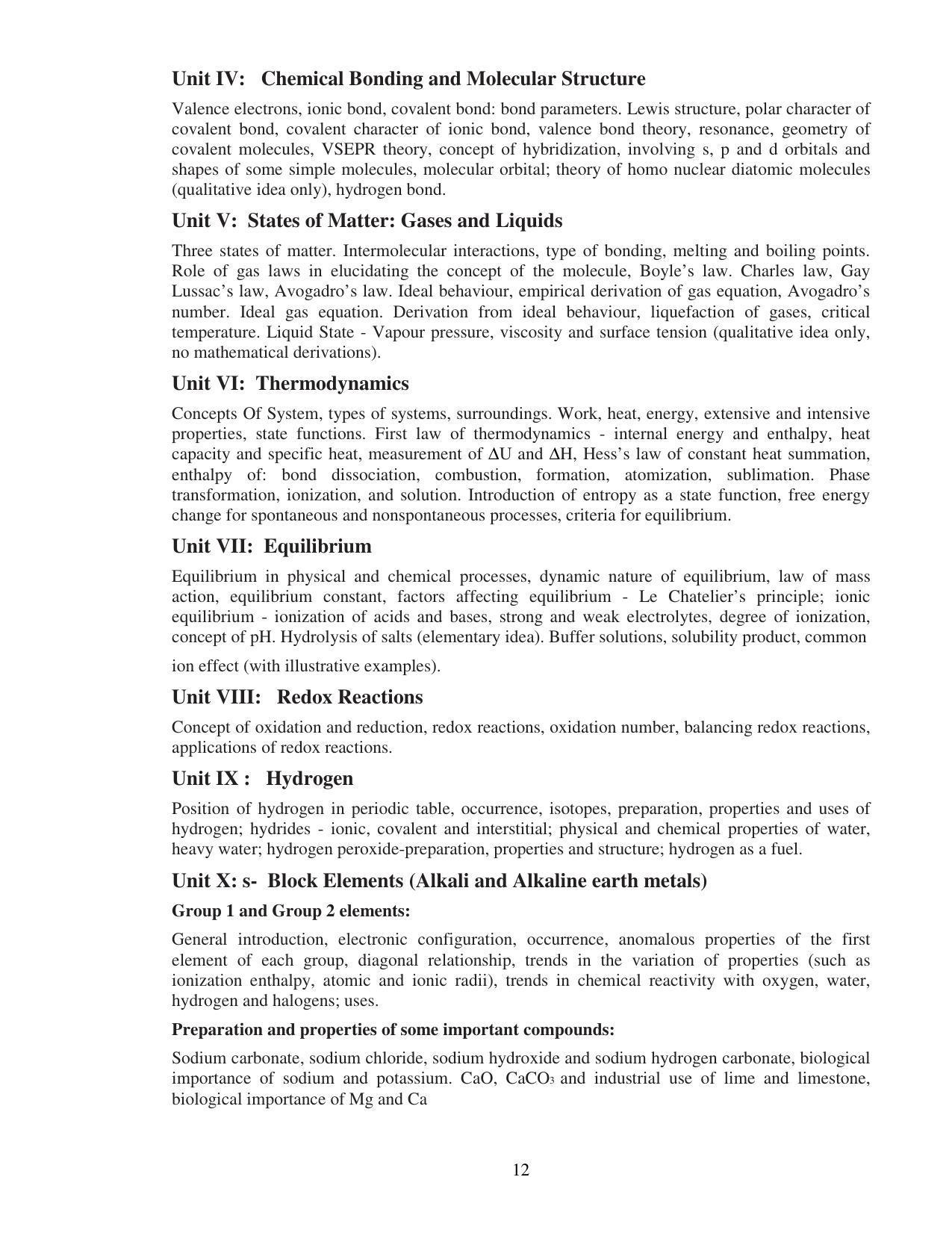 UBSE Class 11 Syllabus - Page 12