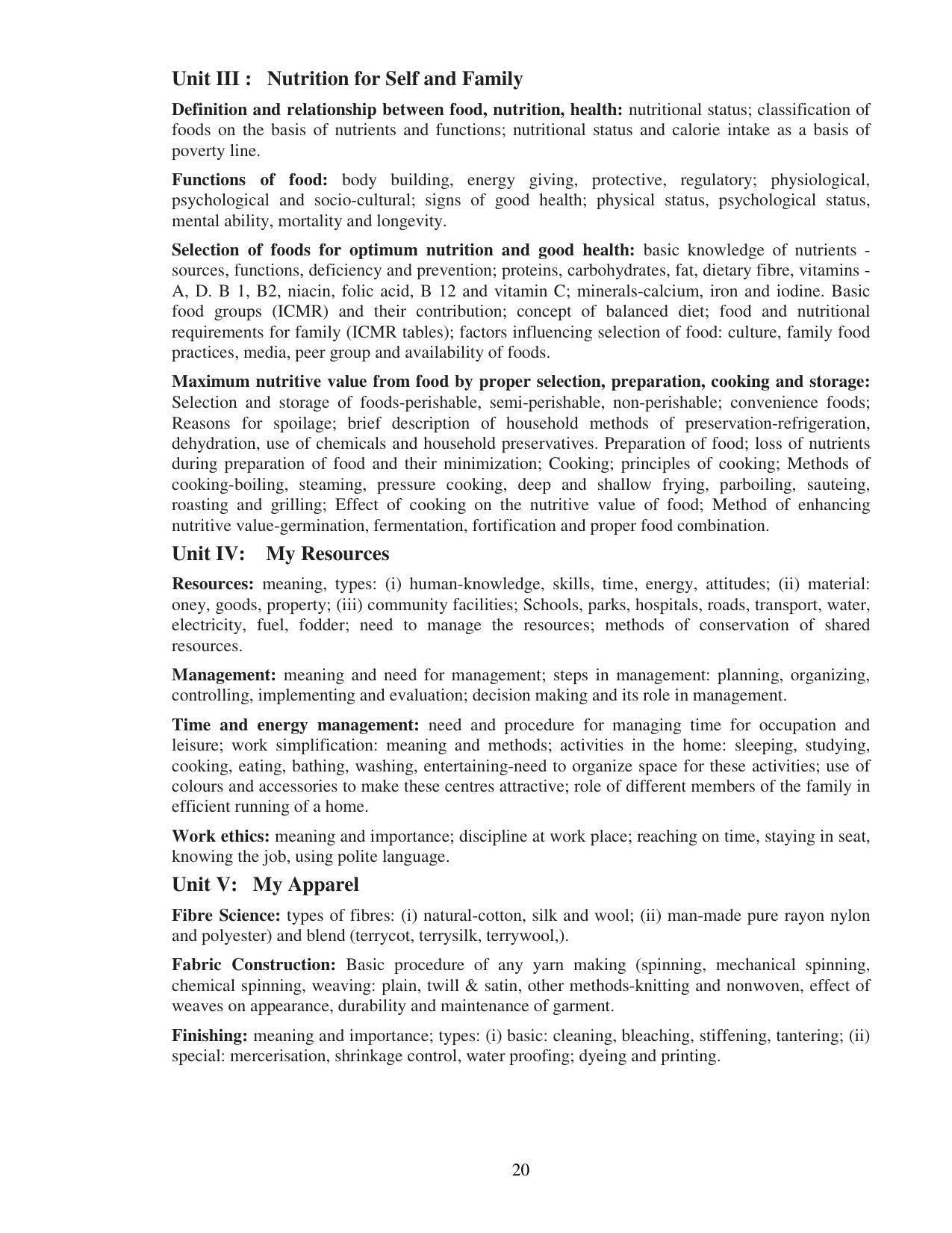 UBSE Class 11 Syllabus - Page 20
