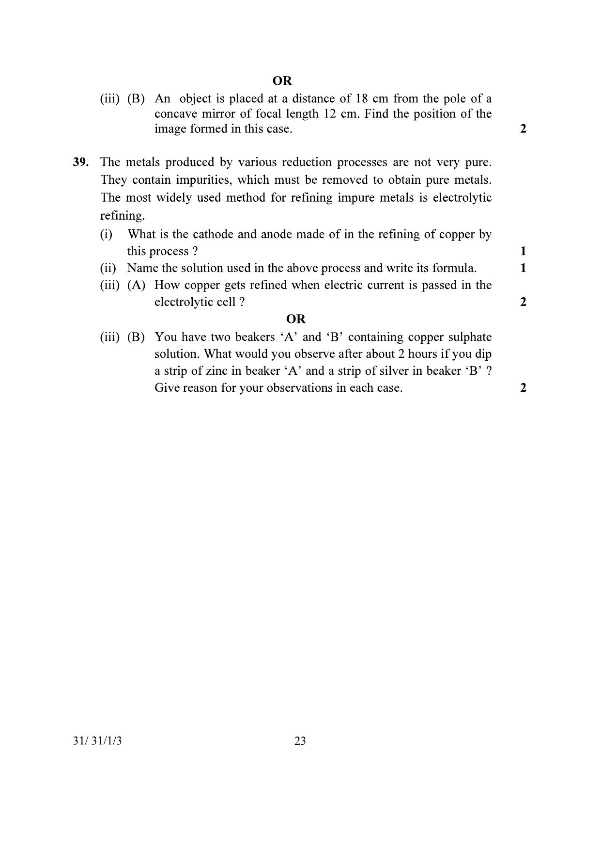 CBSE Class 10 31-1-3 Science 2024 Question Paper - Page 23