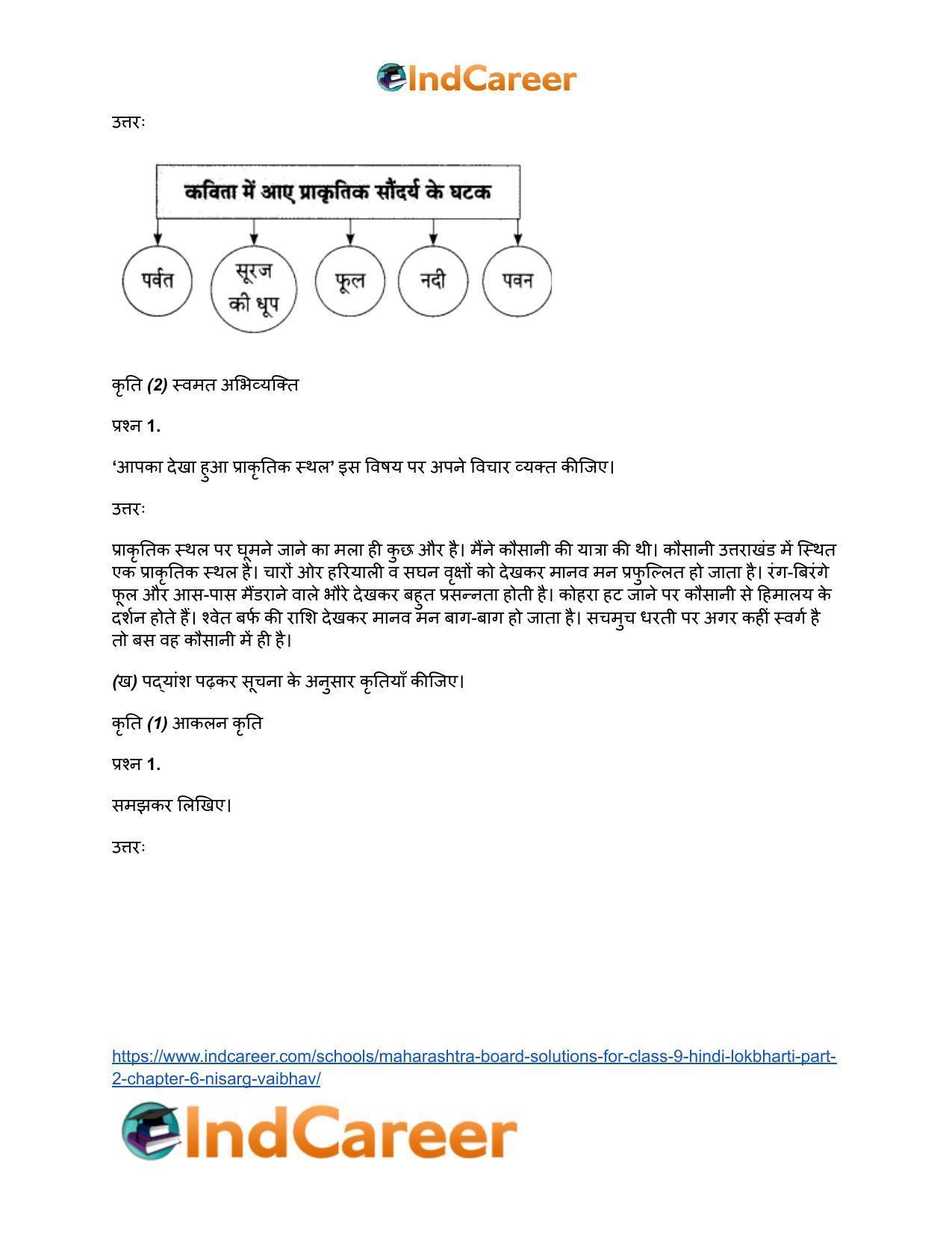 Maharashtra Board Solutions for Class 9- Hindi Lokbharti (Part 2): Chapter 6- निसर्ग वैभव - Page 9