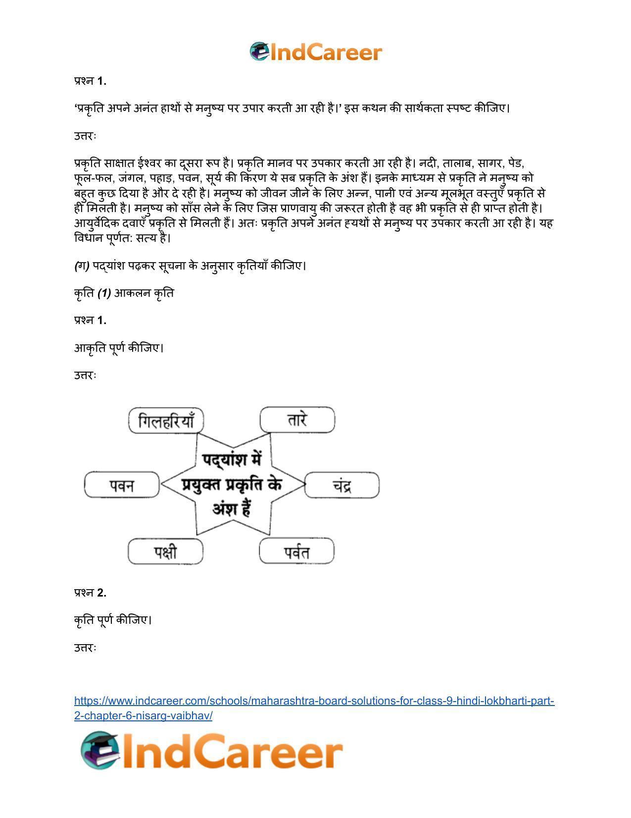 Maharashtra Board Solutions for Class 9- Hindi Lokbharti (Part 2): Chapter 6- निसर्ग वैभव - Page 11