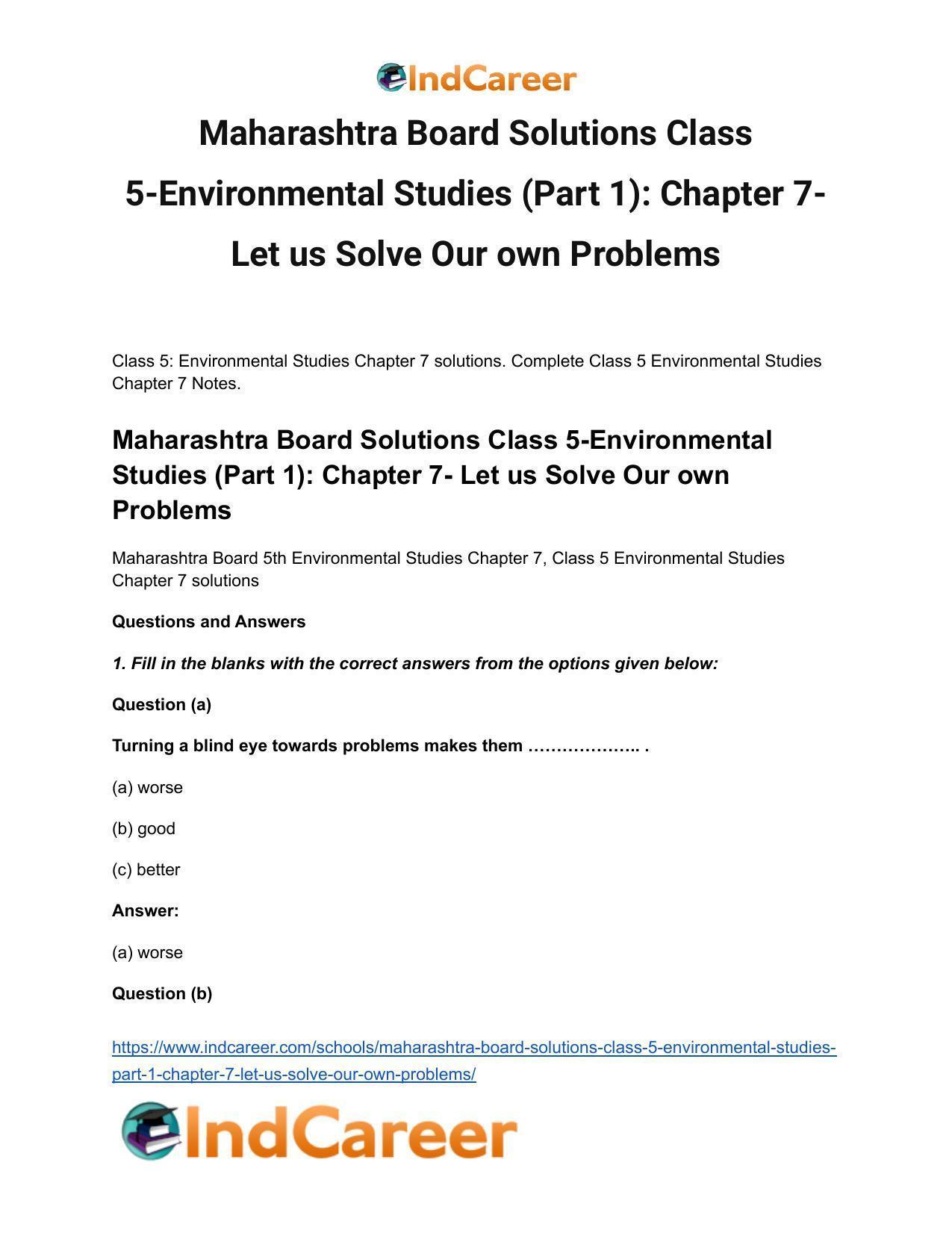 Maharashtra Board Solutions Class 5-Environmental Studies (Part 1): Chapter 7- Let us Solve Our own Problems - Page 2