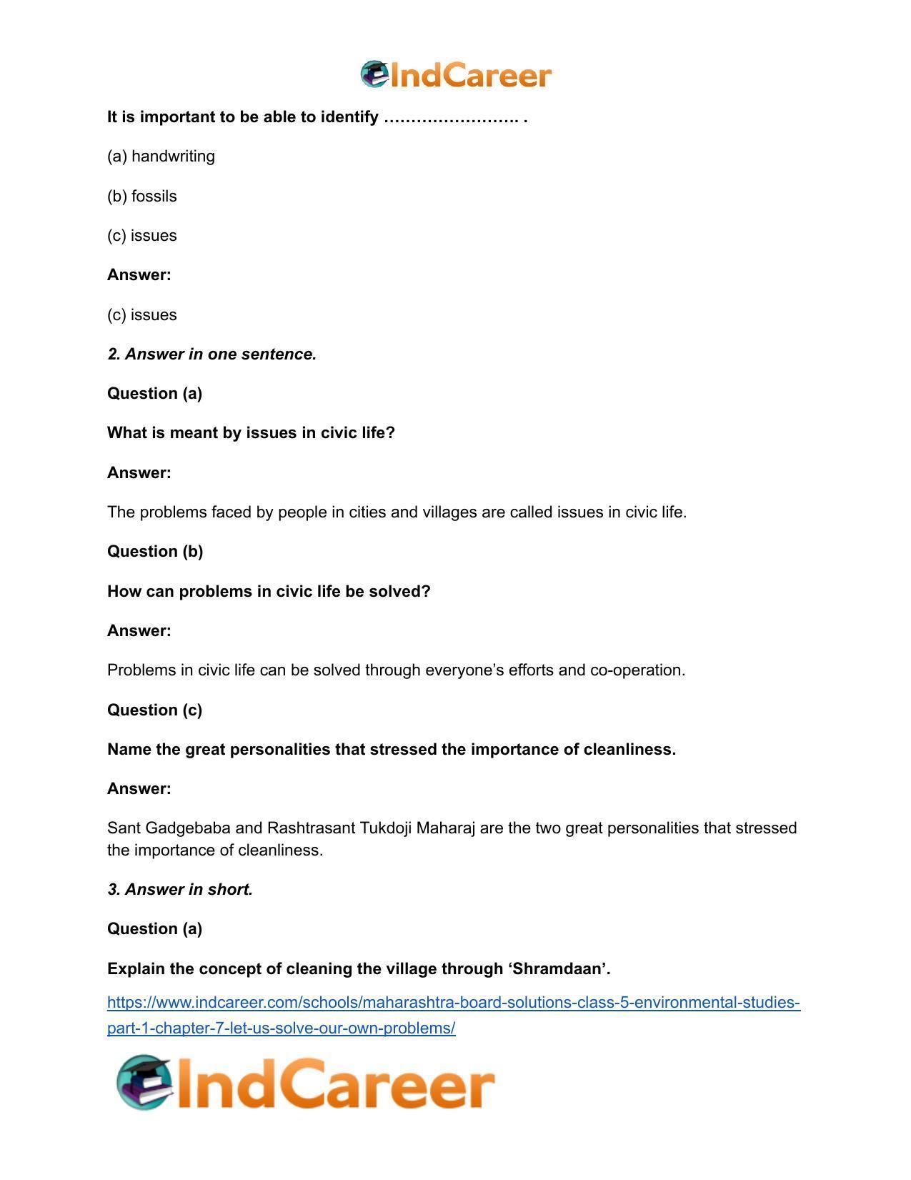 Maharashtra Board Solutions Class 5-Environmental Studies (Part 1): Chapter 7- Let us Solve Our own Problems - Page 3