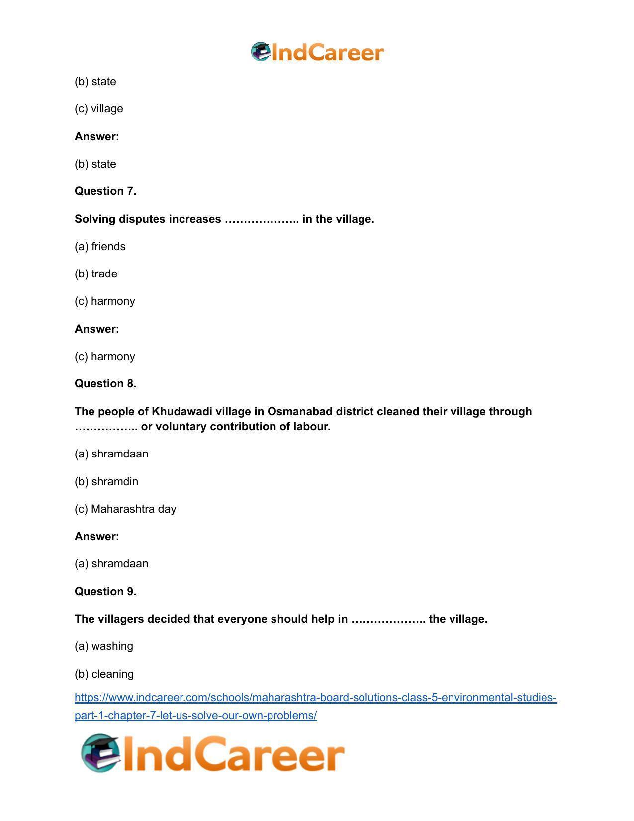 Maharashtra Board Solutions Class 5-Environmental Studies (Part 1): Chapter 7- Let us Solve Our own Problems - Page 7