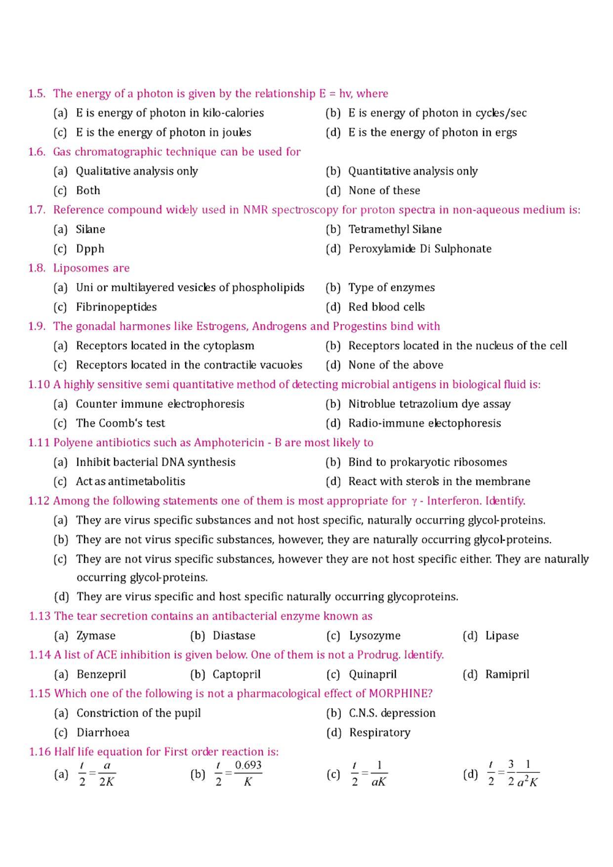 GPAT 1998 Question Paper with Answer Key - Page 2