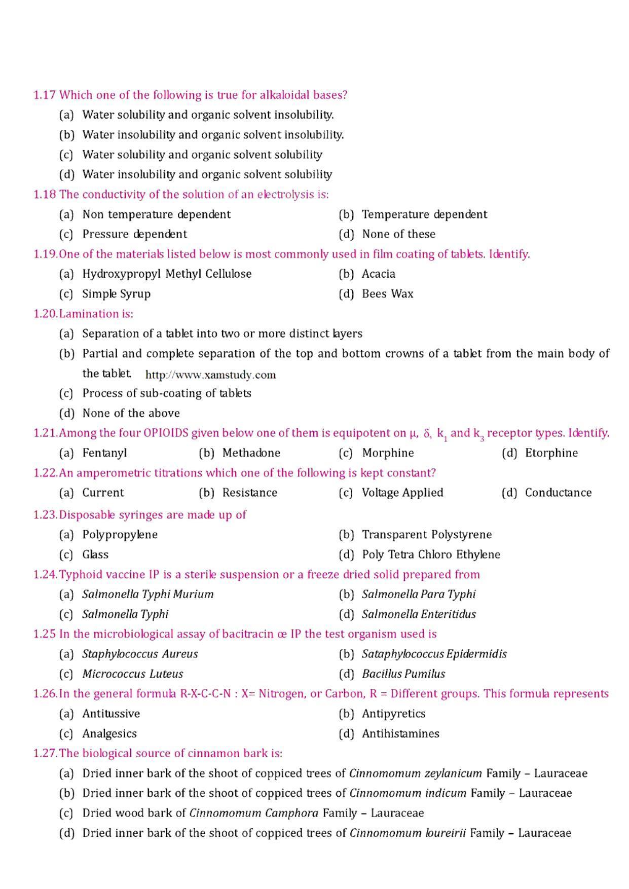 GPAT 1998 Question Paper with Answer Key - Page 3