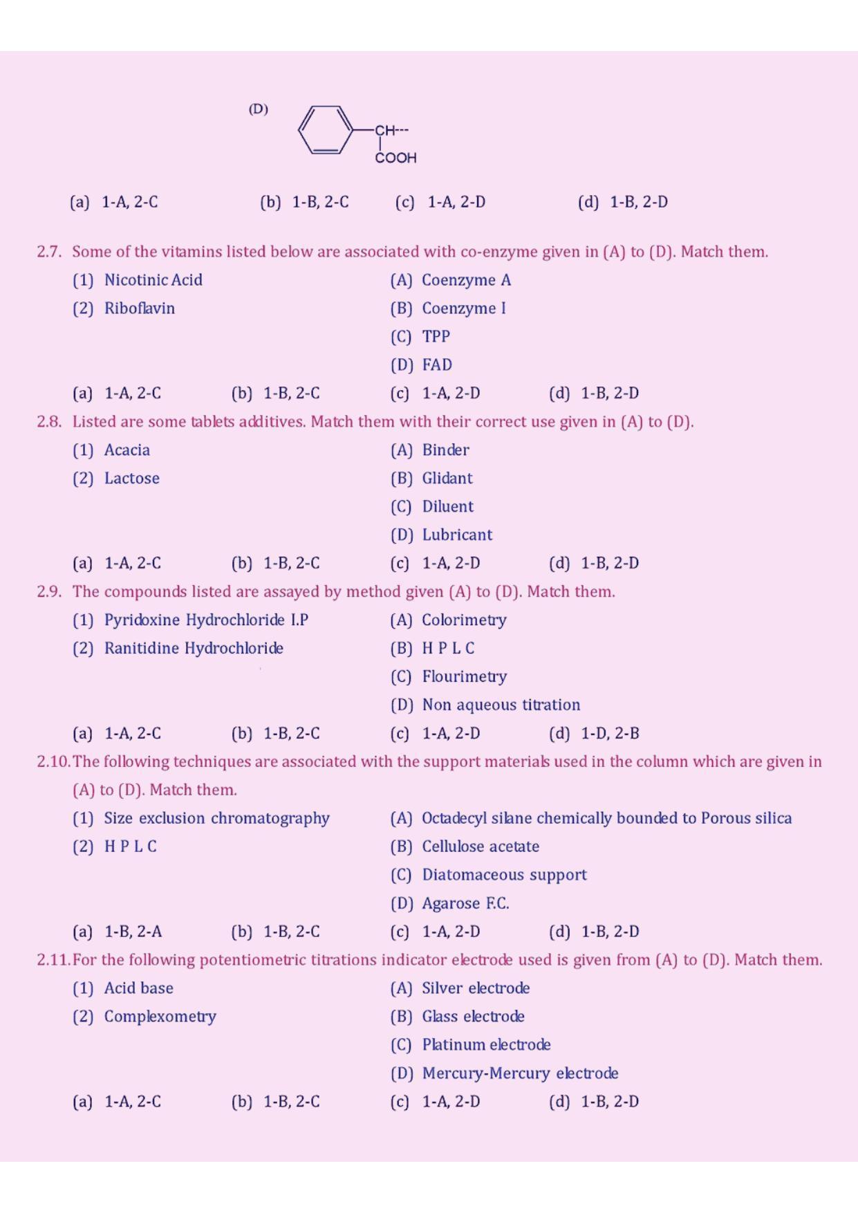 GPAT 1998 Question Paper with Answer Key - Page 7