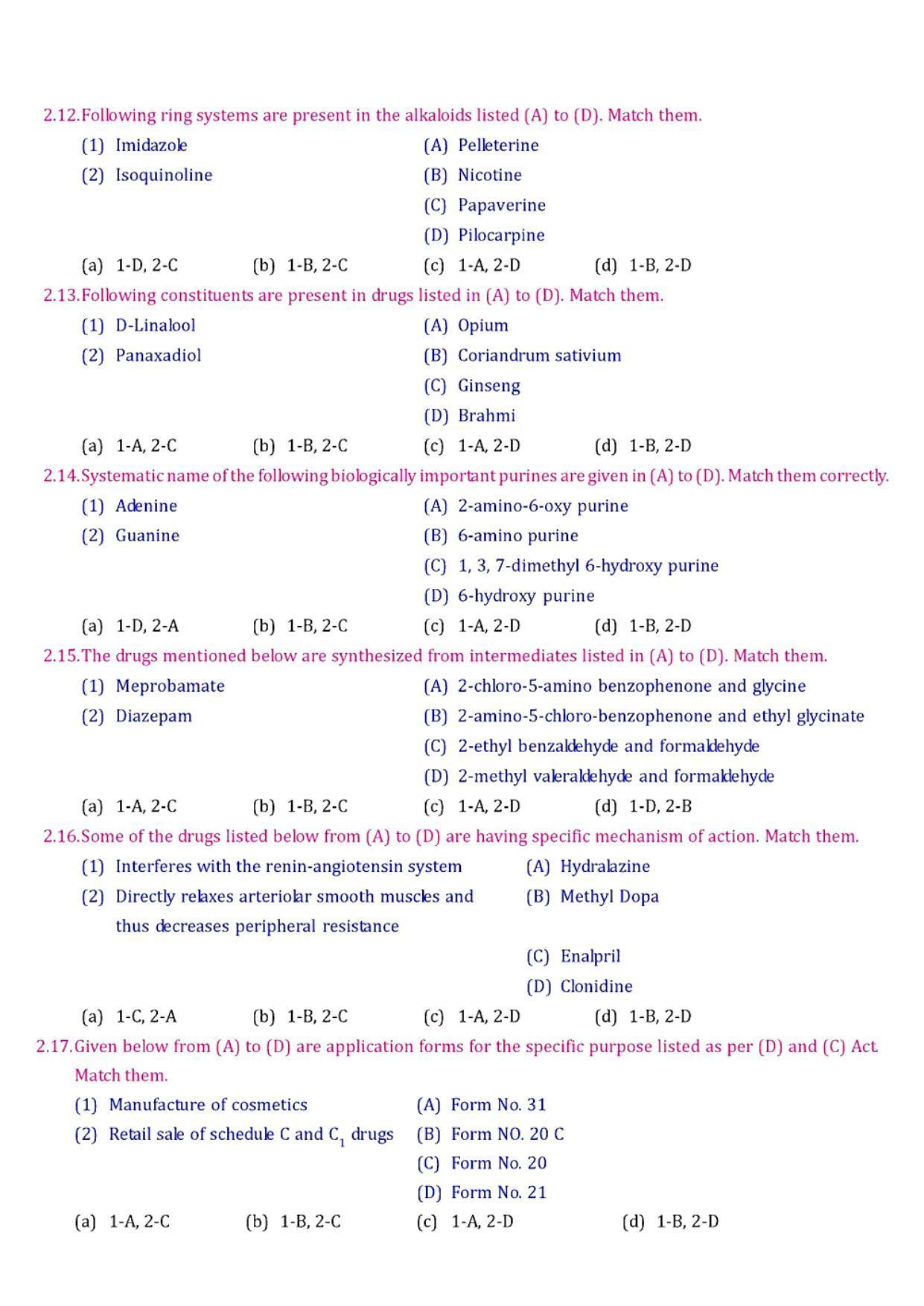 GPAT 1998 Question Paper with Answer Key - Page 8