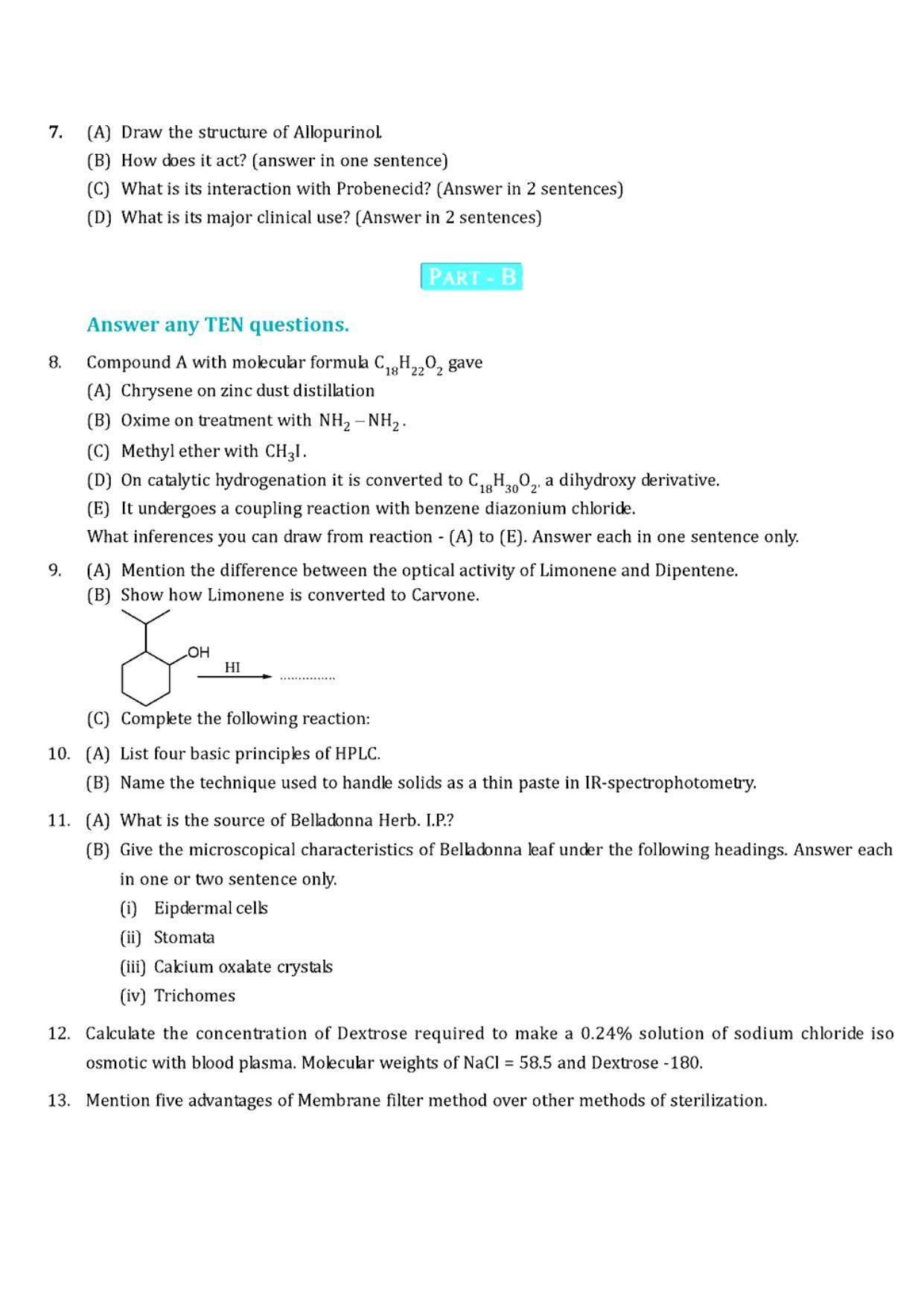 GPAT 1998 Question Paper with Answer Key - Page 10