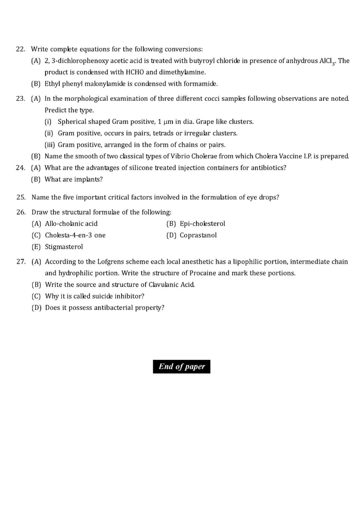GPAT 1998 Question Paper with Answer Key - Page 12
