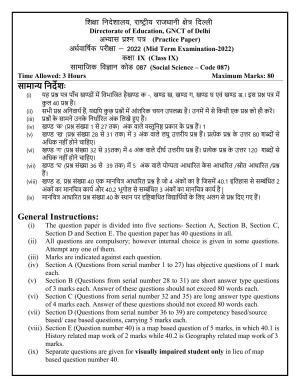 Edudel Class 9 Social Science Sample Question Paper