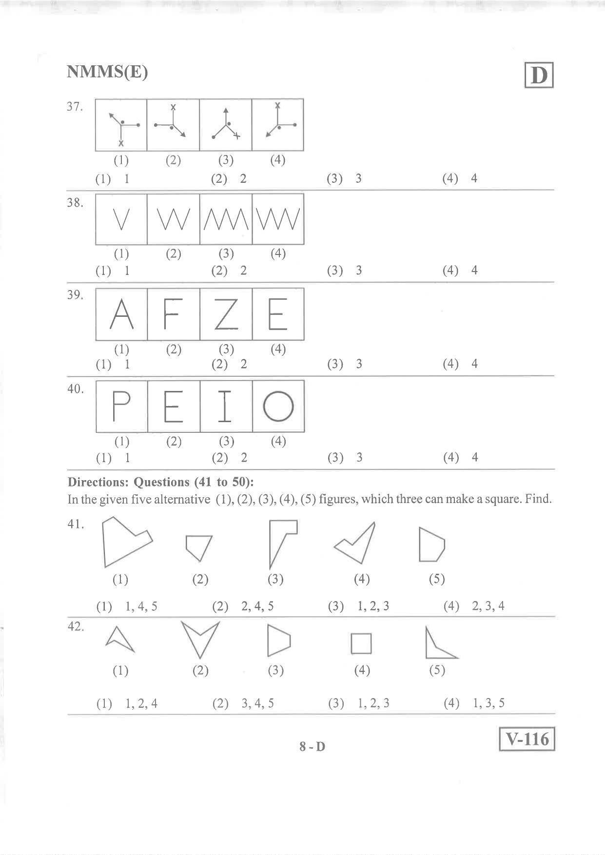 English Medium Nov 2019 (Set D) Class 8 Andhra Pradesh NMMS Question Papers - Page 8