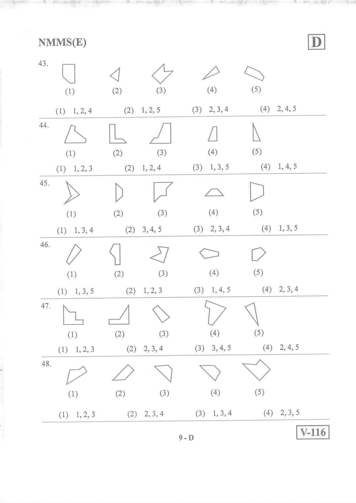 English Medium Nov 2019 (Set D) Class 8 Andhra Pradesh NMMS Question Papers - Page 9