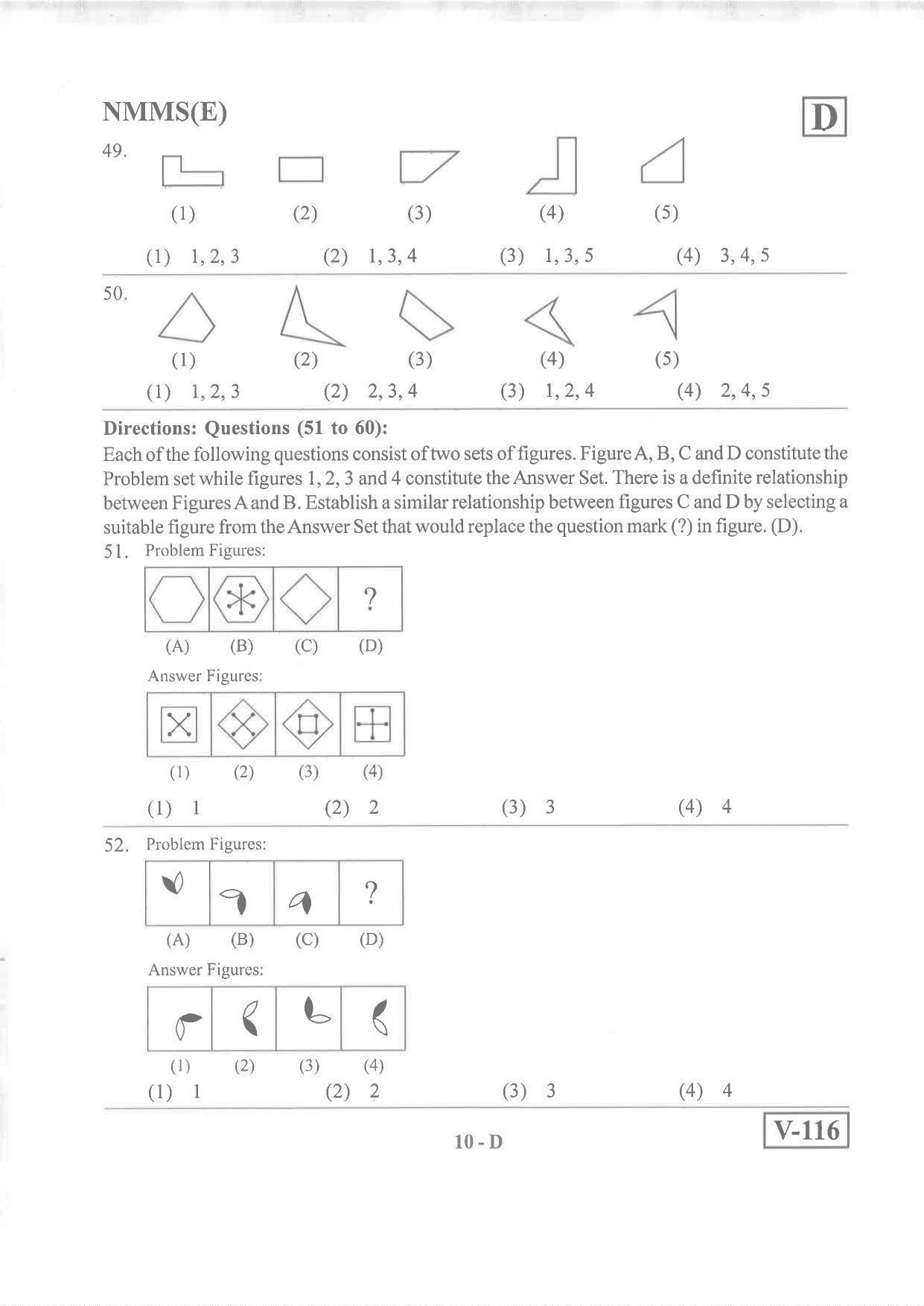 English Medium Nov 2019 (Set D) Class 8 Andhra Pradesh NMMS Question Papers - Page 10