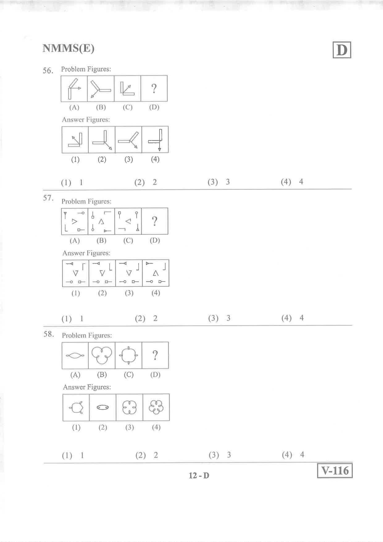English Medium Nov 2019 (Set D) Class 8 Andhra Pradesh NMMS Question Papers - Page 12