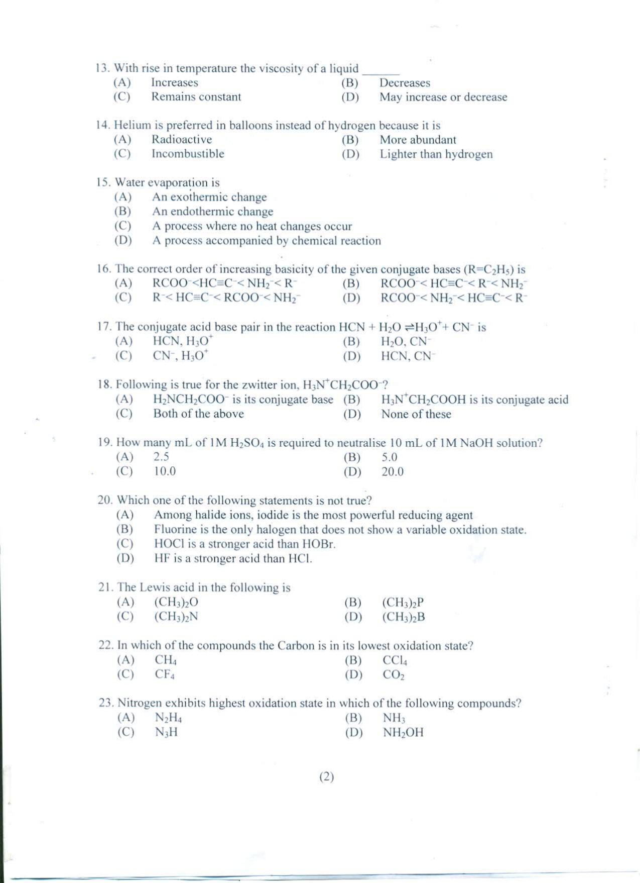 PUCET UG 2022 Chemistry Question Paper - Page 3