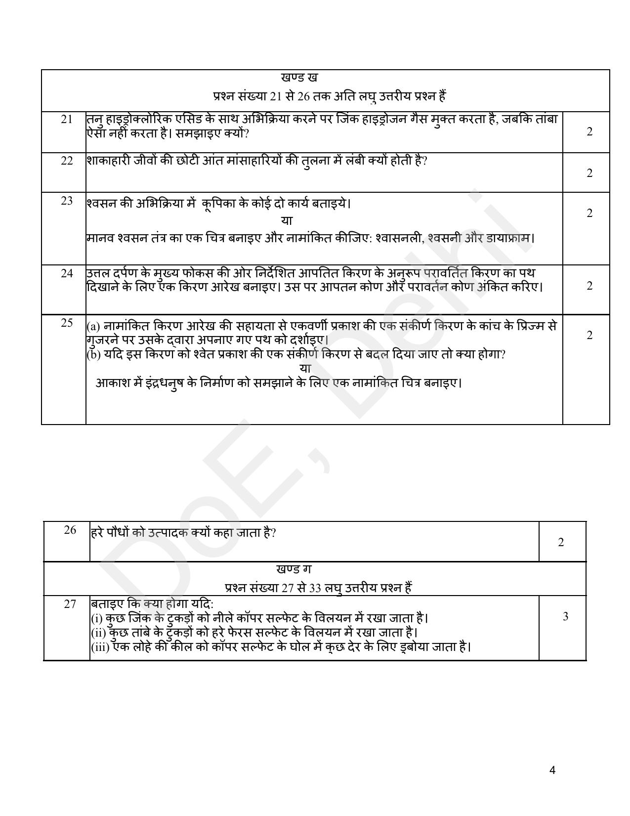 Edudel Class 10 Science (Hindi) Practice Papers-2 (2023-24) - Page 4