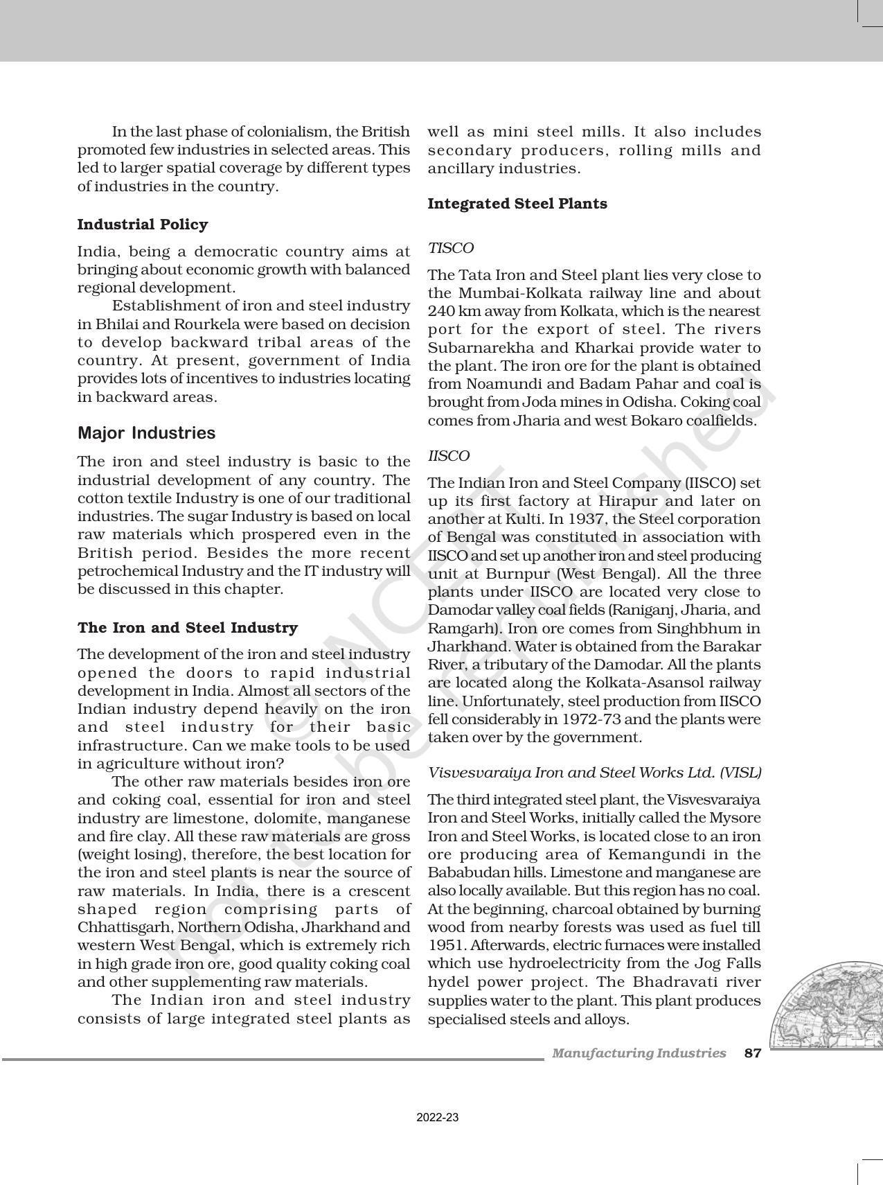 NCERT Book for Class 12 Geography (Part-II) Chapter 8 Manufacturing Industries - Page 3