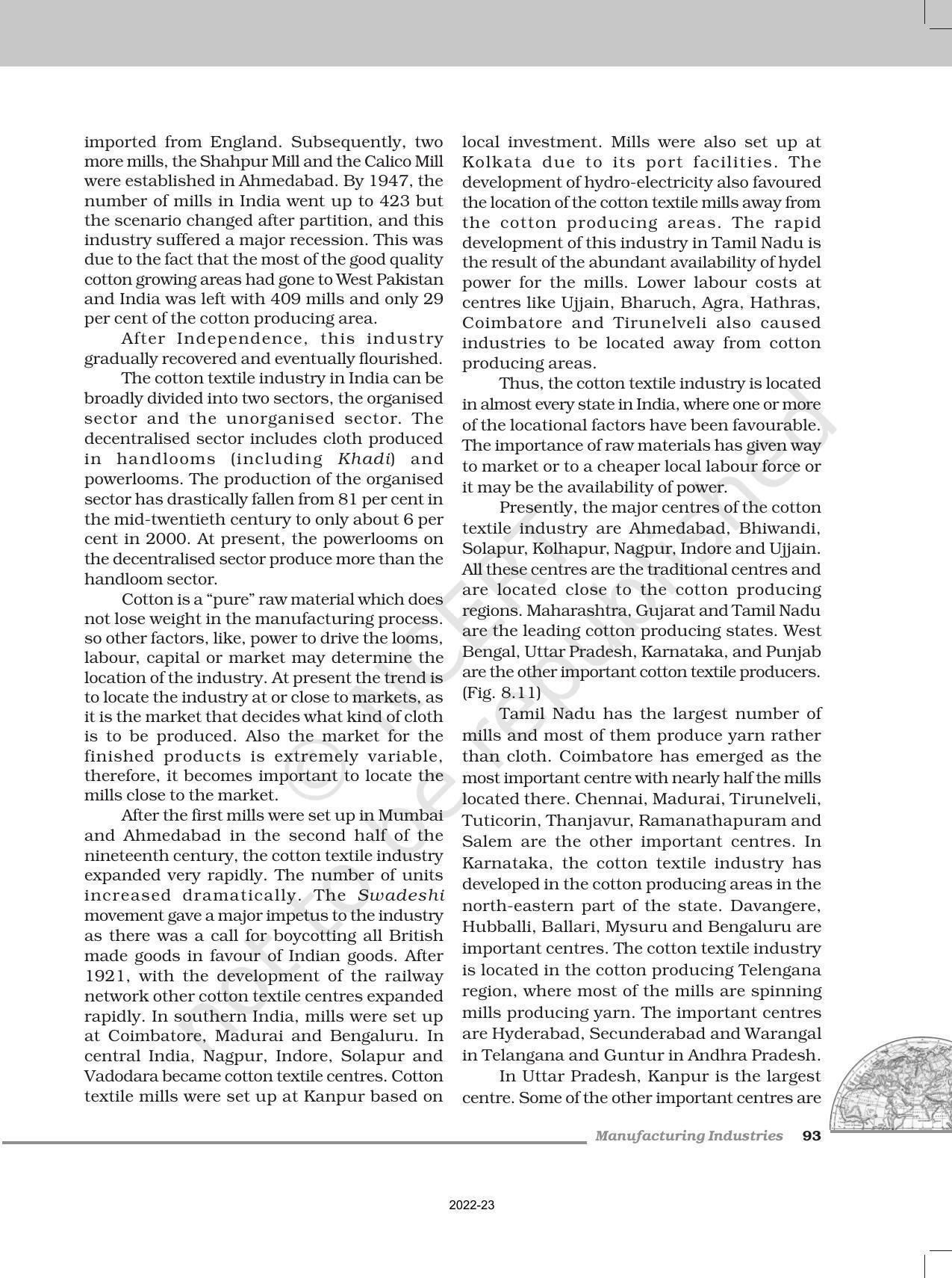 NCERT Book for Class 12 Geography (Part-II) Chapter 8 Manufacturing Industries - Page 9
